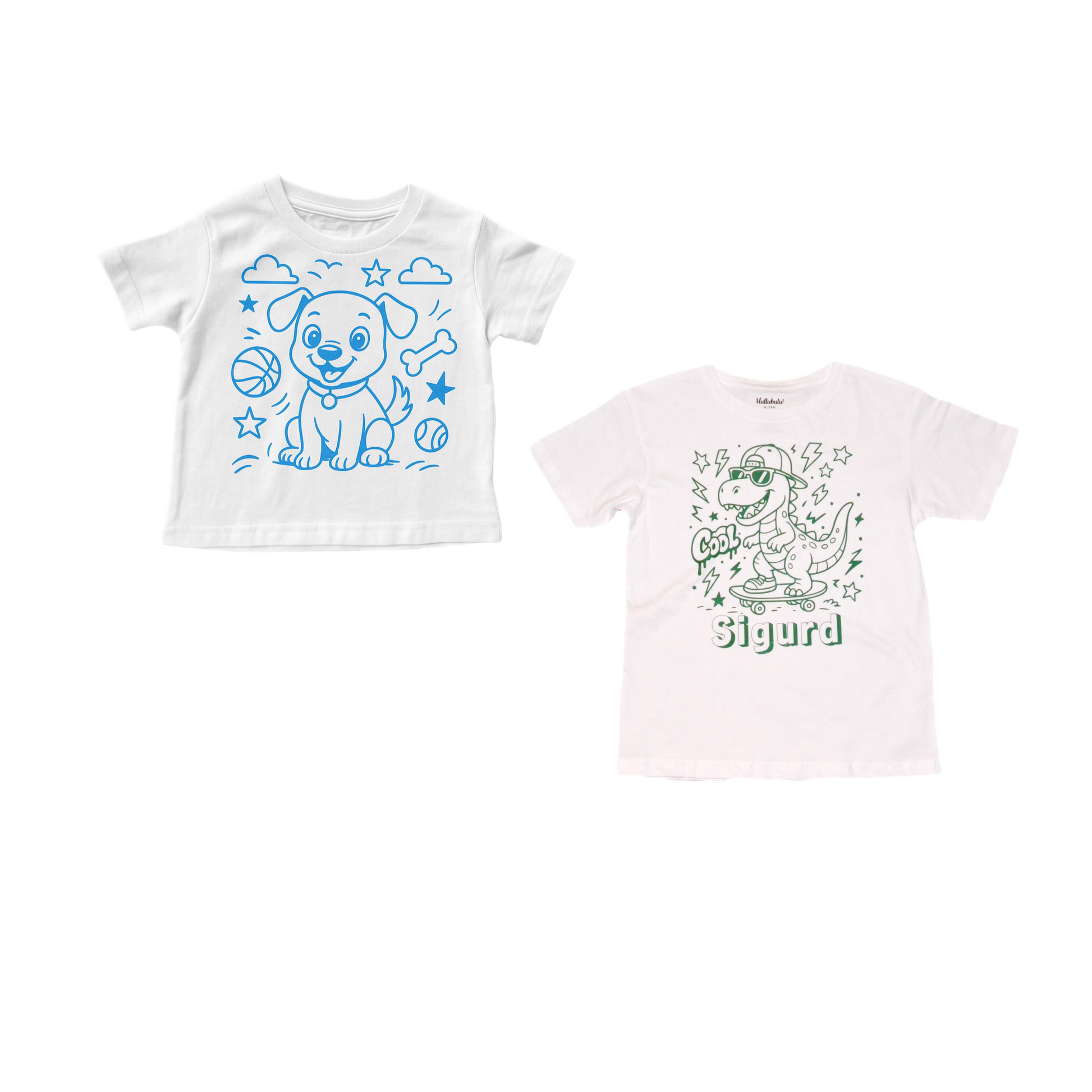 2 stk farvelæg t-shirt med en pakke tusser