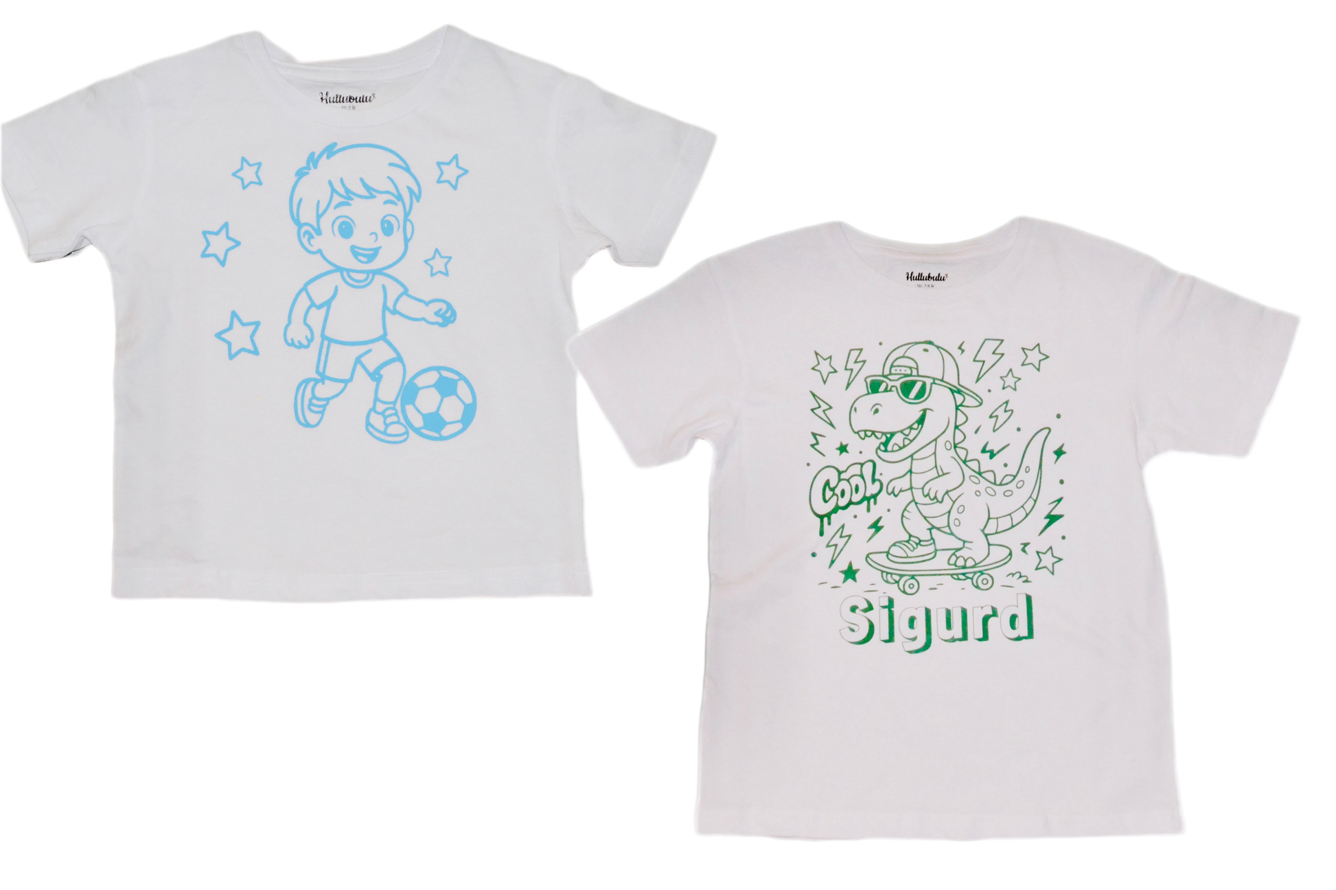 2 stk farvelæg t-shirt med en pakke tusser