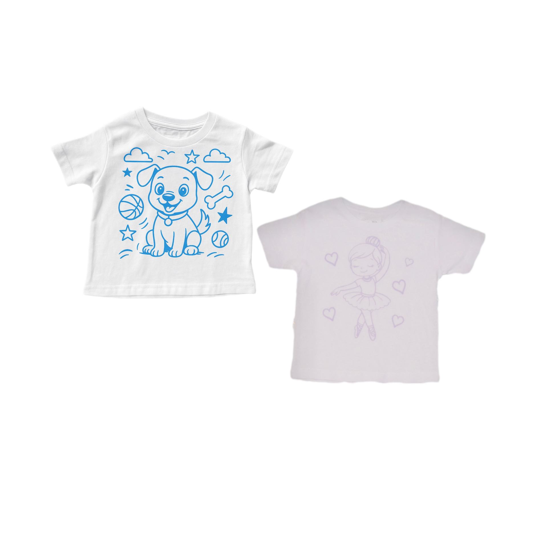 2 stk farvelæg t-shirt med en pakke tusser