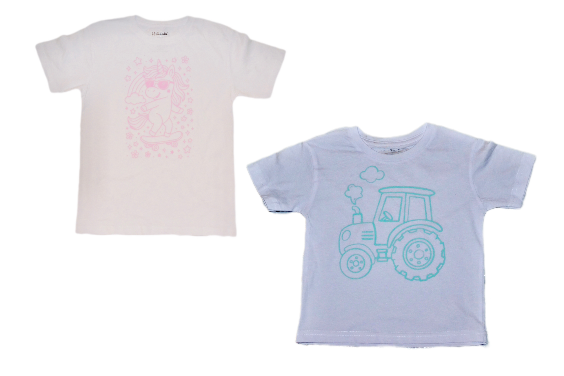 2 stk farvelæg t-shirt med en pakke tusser