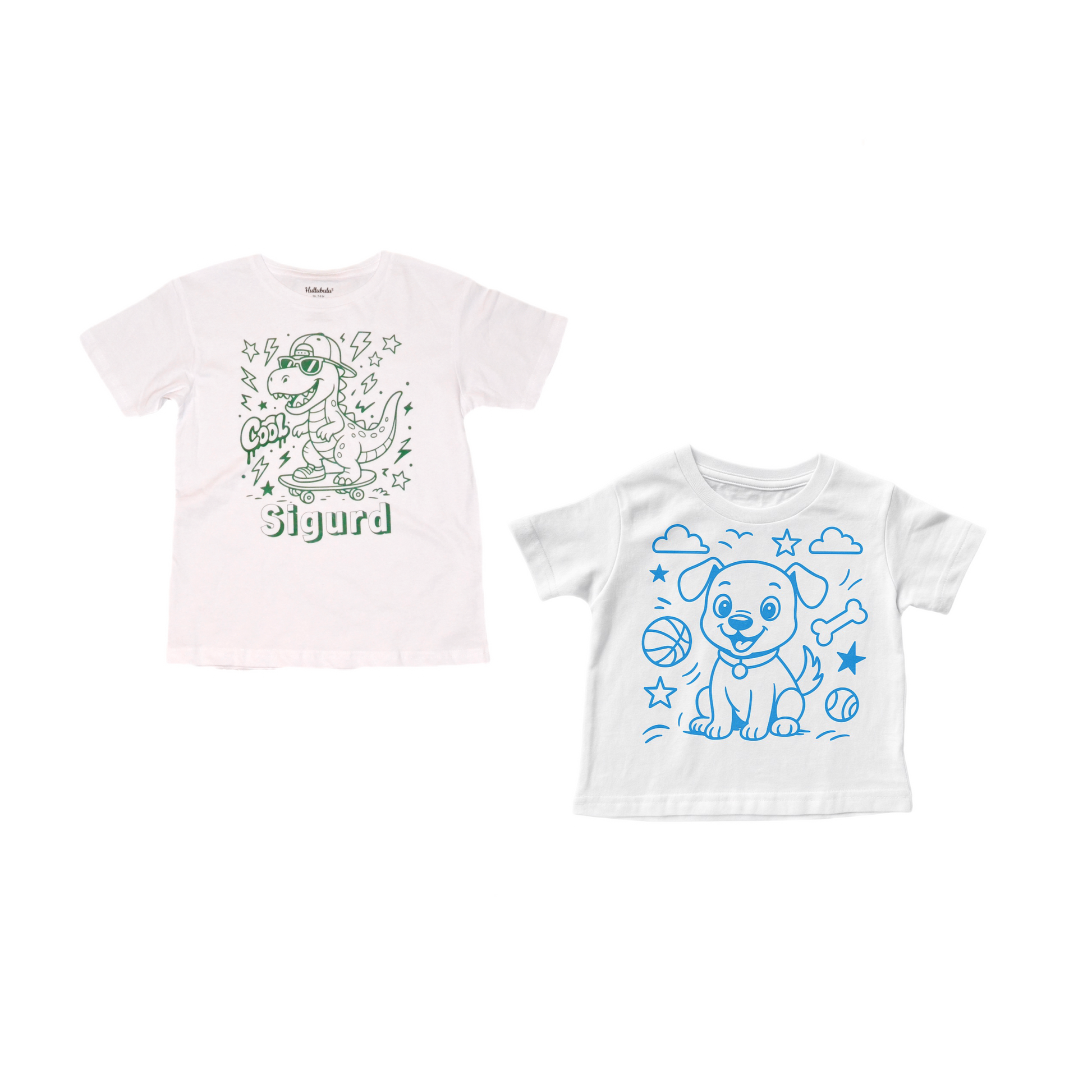 2 stk farvelæg t-shirt med en pakke tusser