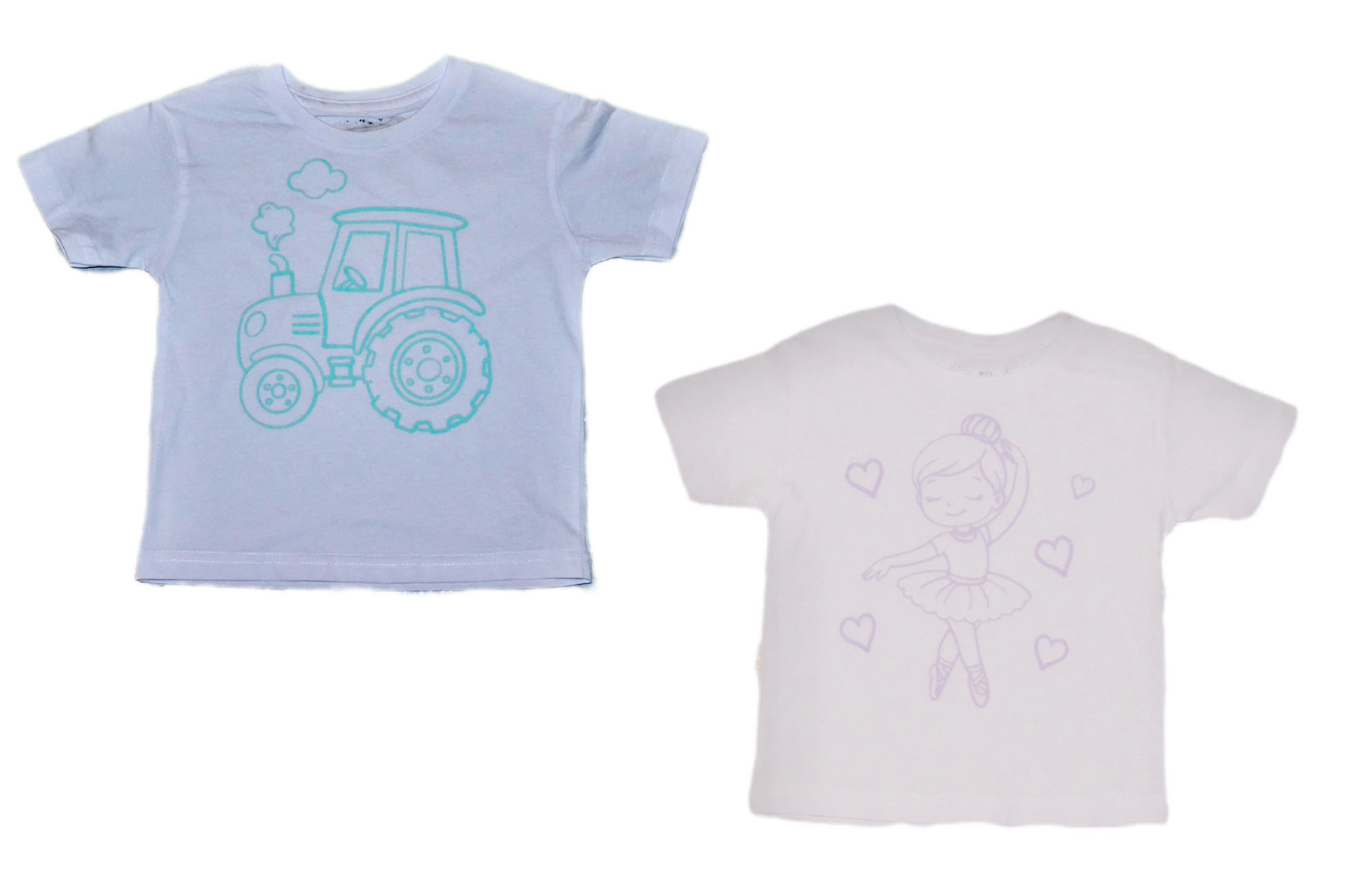 2 stk farvelæg t-shirt med en pakke tusser