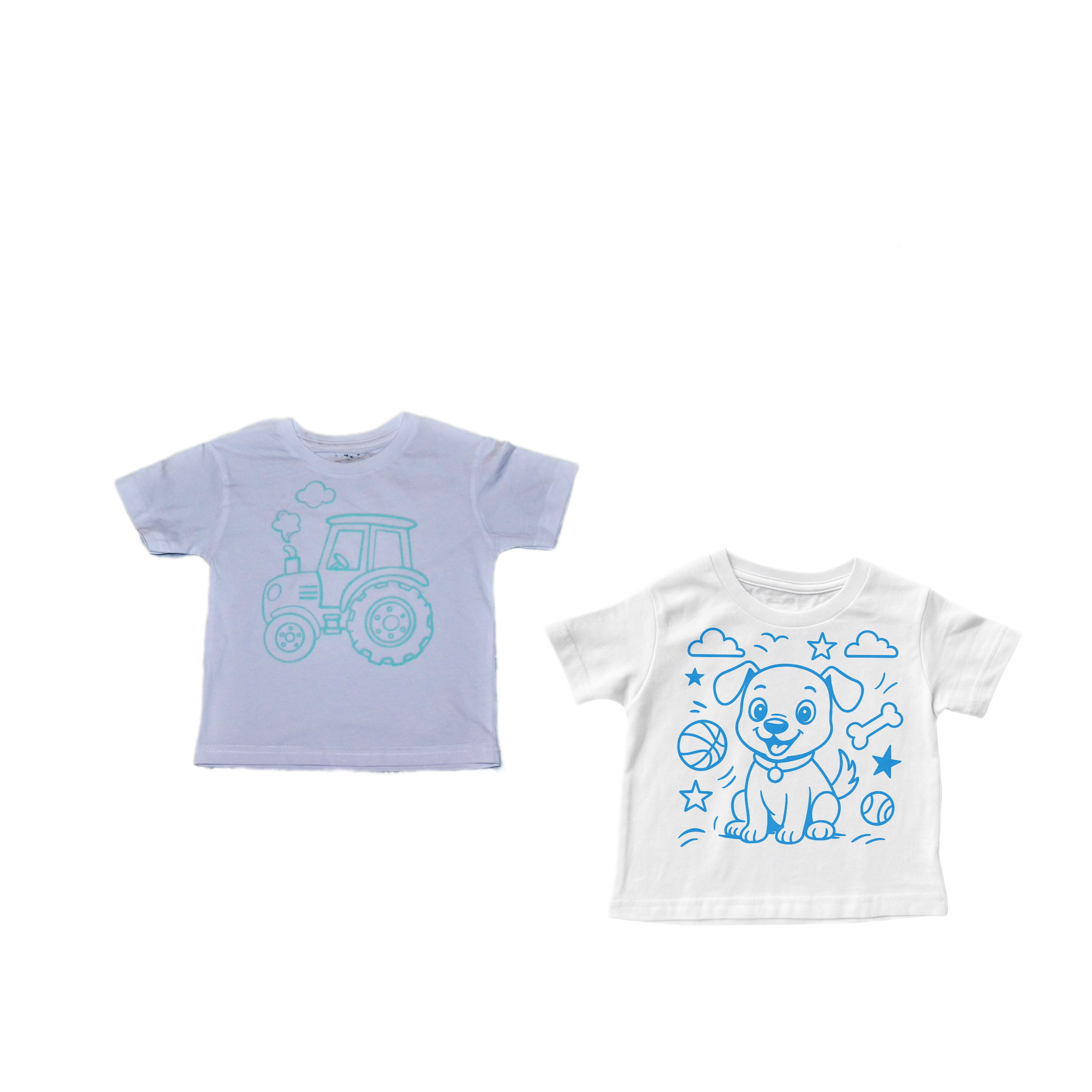2 stk farvelæg t-shirt med en pakke tusser