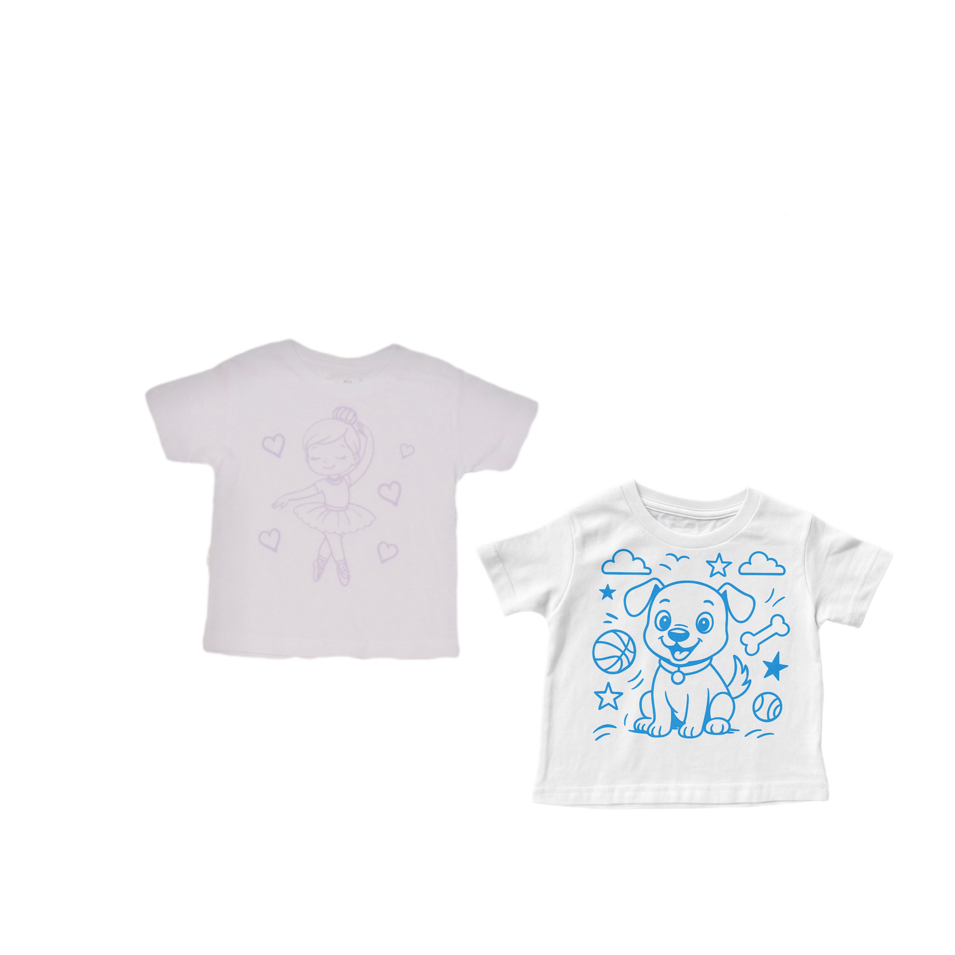 2 stk farvelæg t-shirt med en pakke tusser