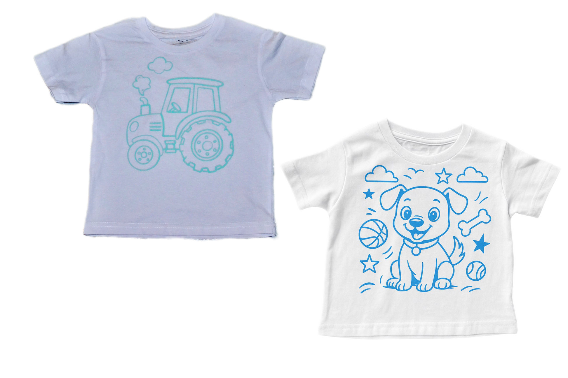 2 stk farvelæg t-shirt med en pakke tusser