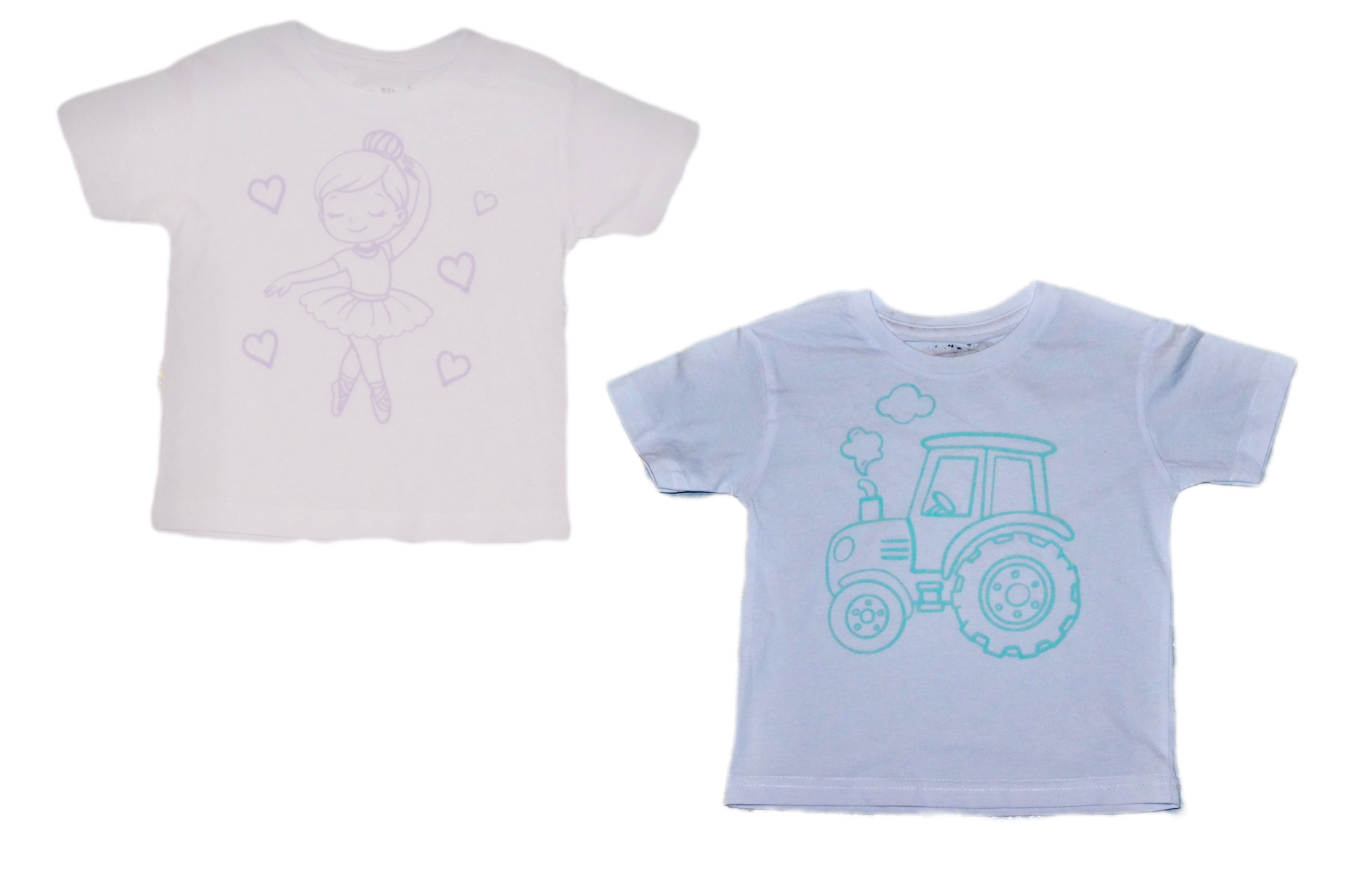 2 stk farvelæg t-shirt med en pakke tusser