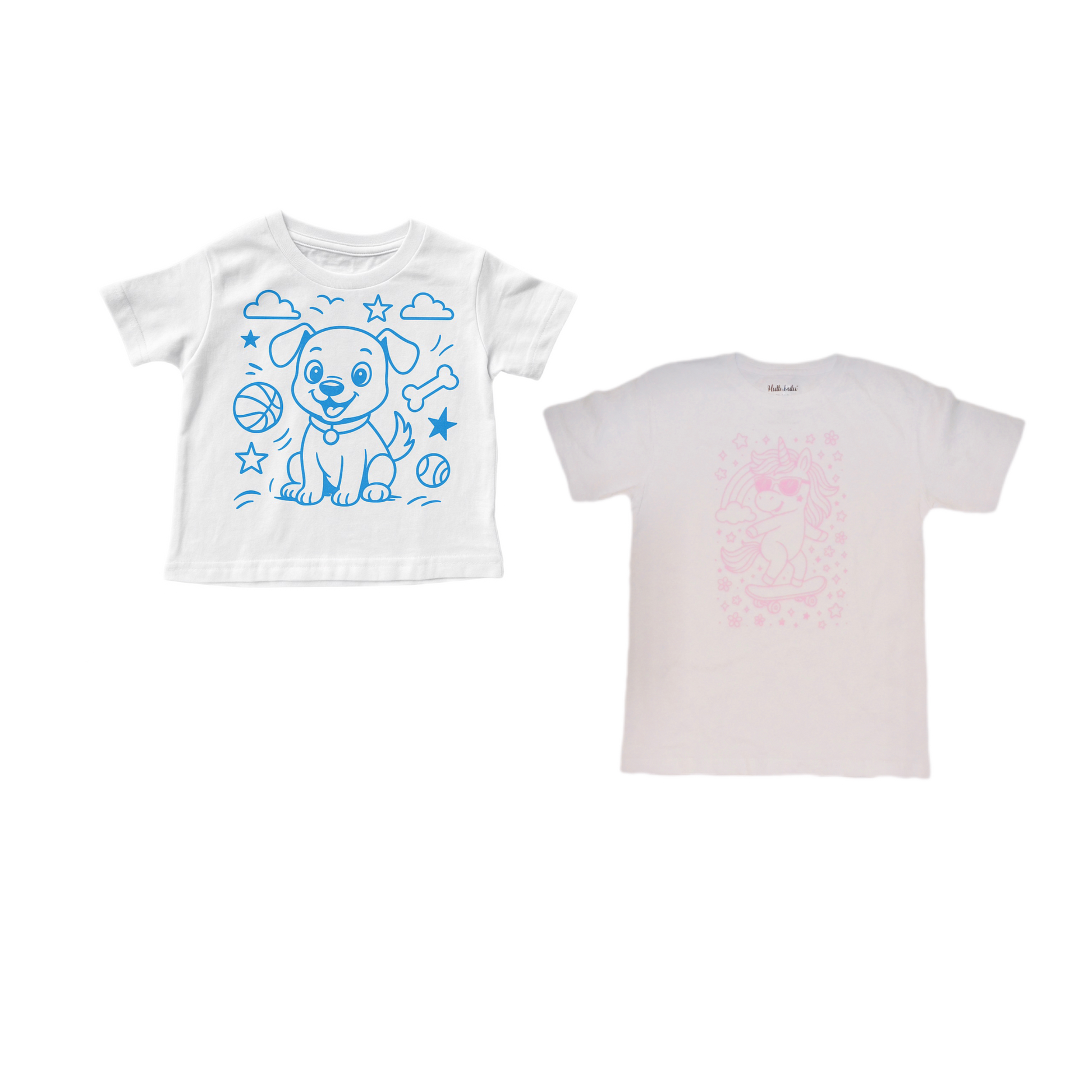 2 stk farvelæg t-shirt med en pakke tusser