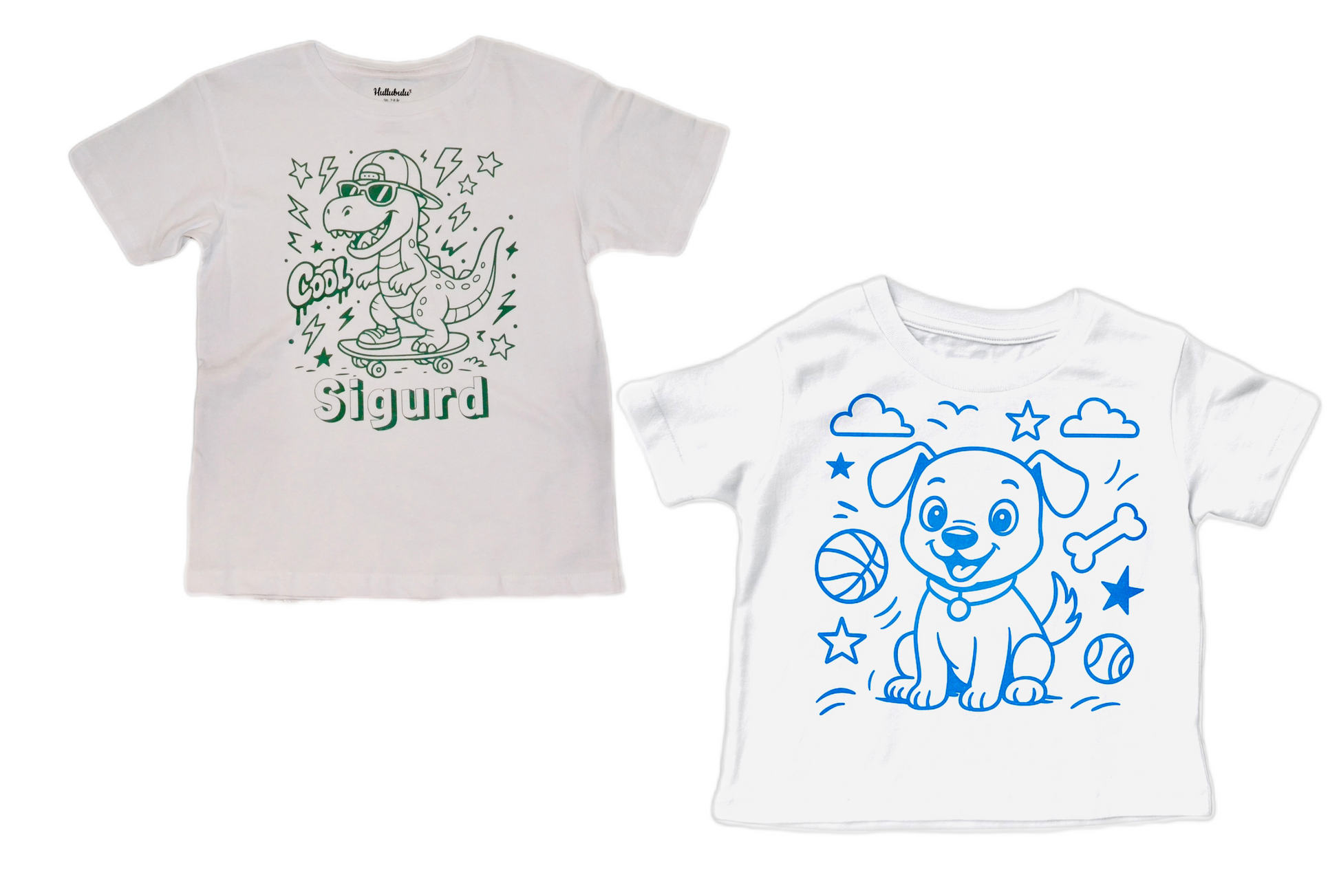 2 stk farvelæg t-shirt med en pakke tusser