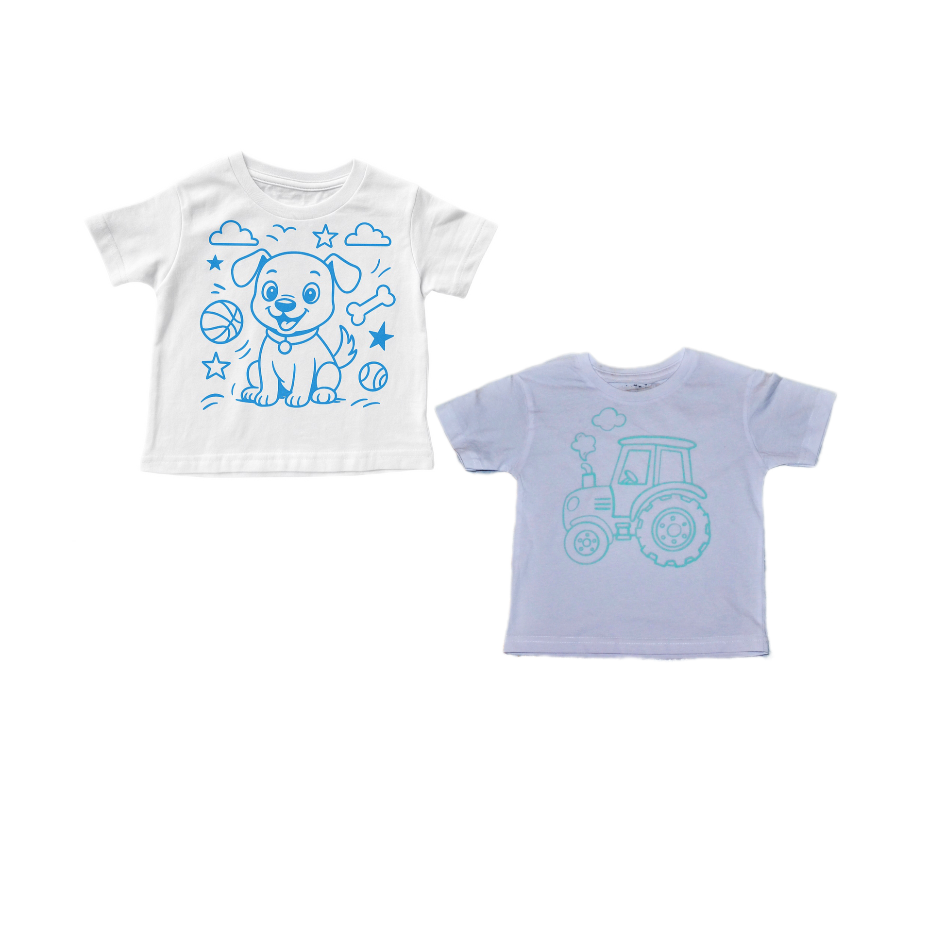 2 stk farvelæg t-shirt med en pakke tusser