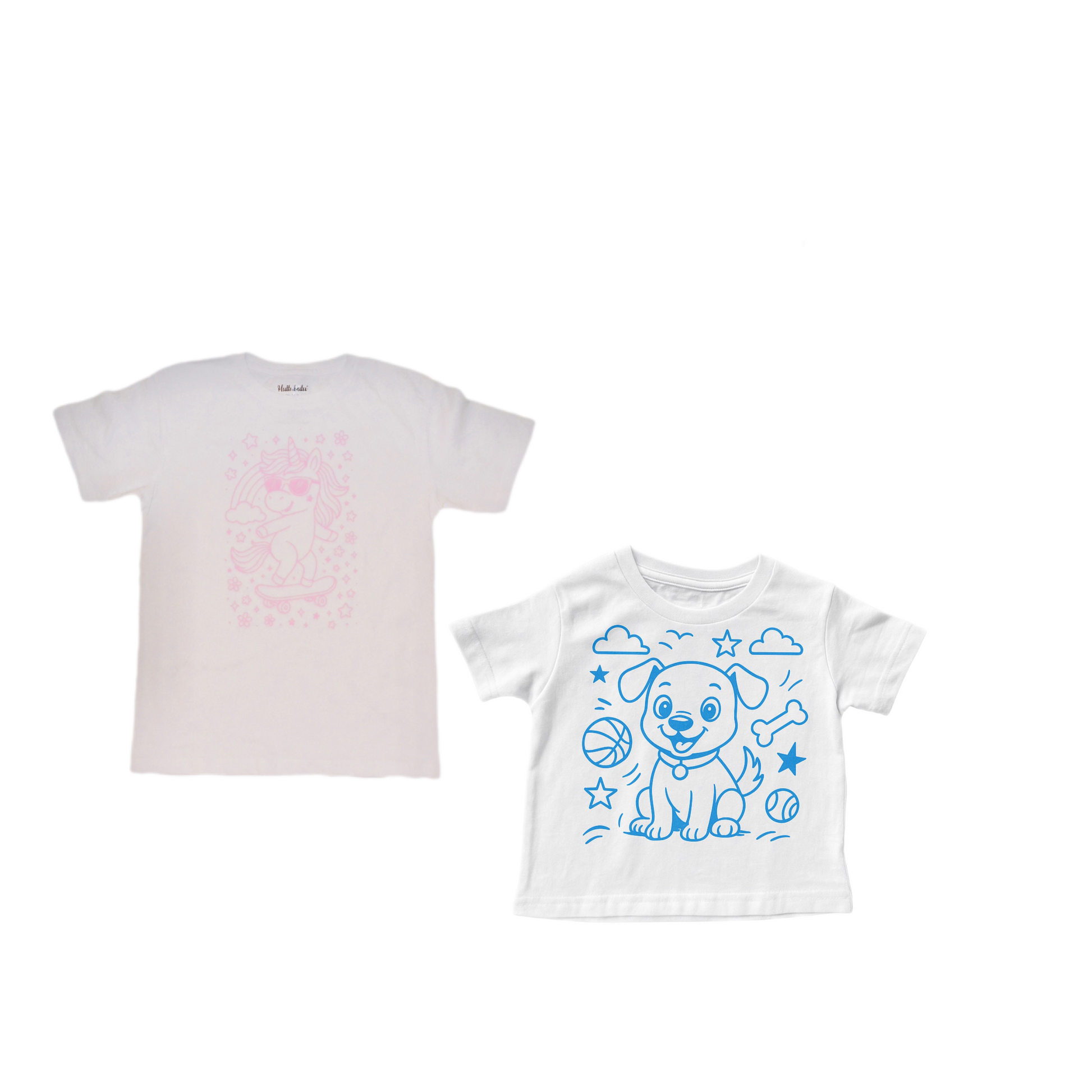 2 stk farvelæg t-shirt med en pakke tusser