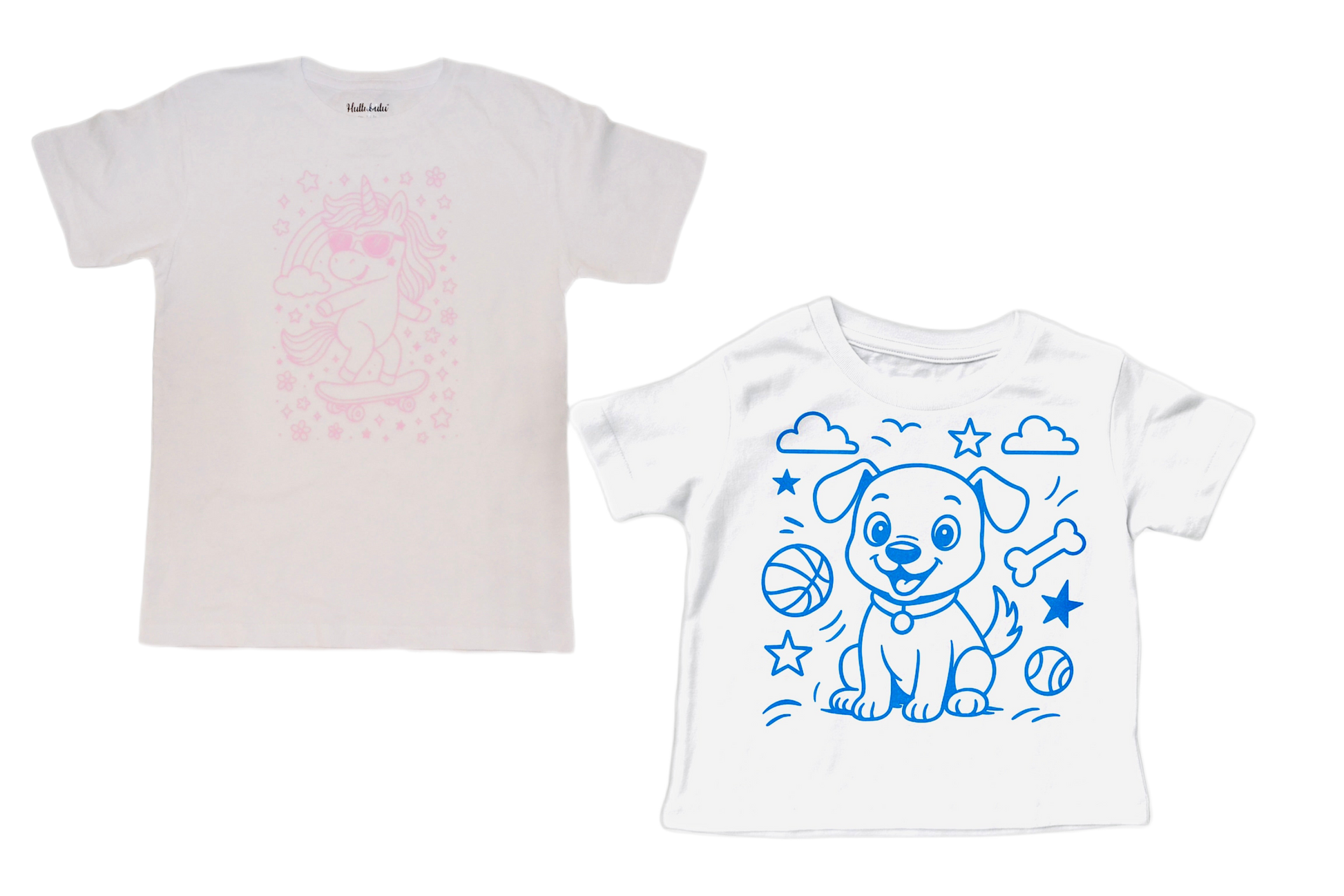 2 stk farvelæg t-shirt med en pakke tusser
