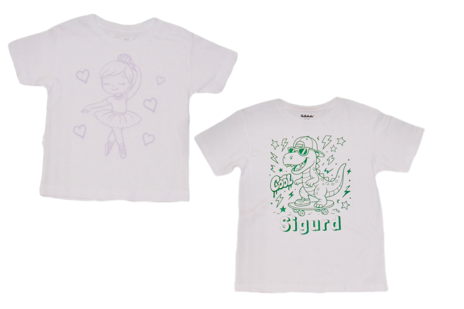 2 stk farvelæg t-shirt med en pakke tusser