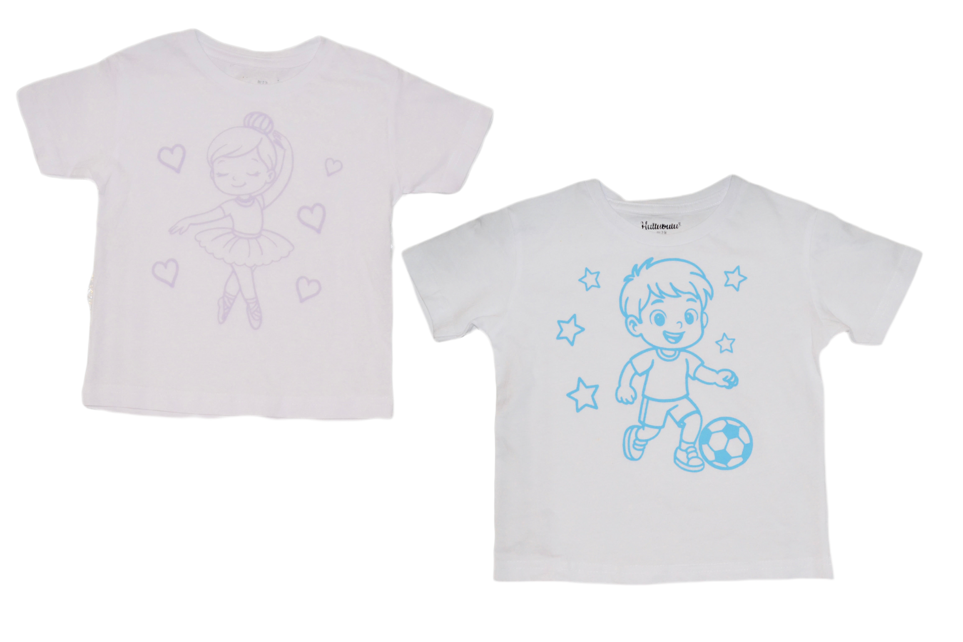 2 stk farvelæg t-shirt med en pakke tusser
