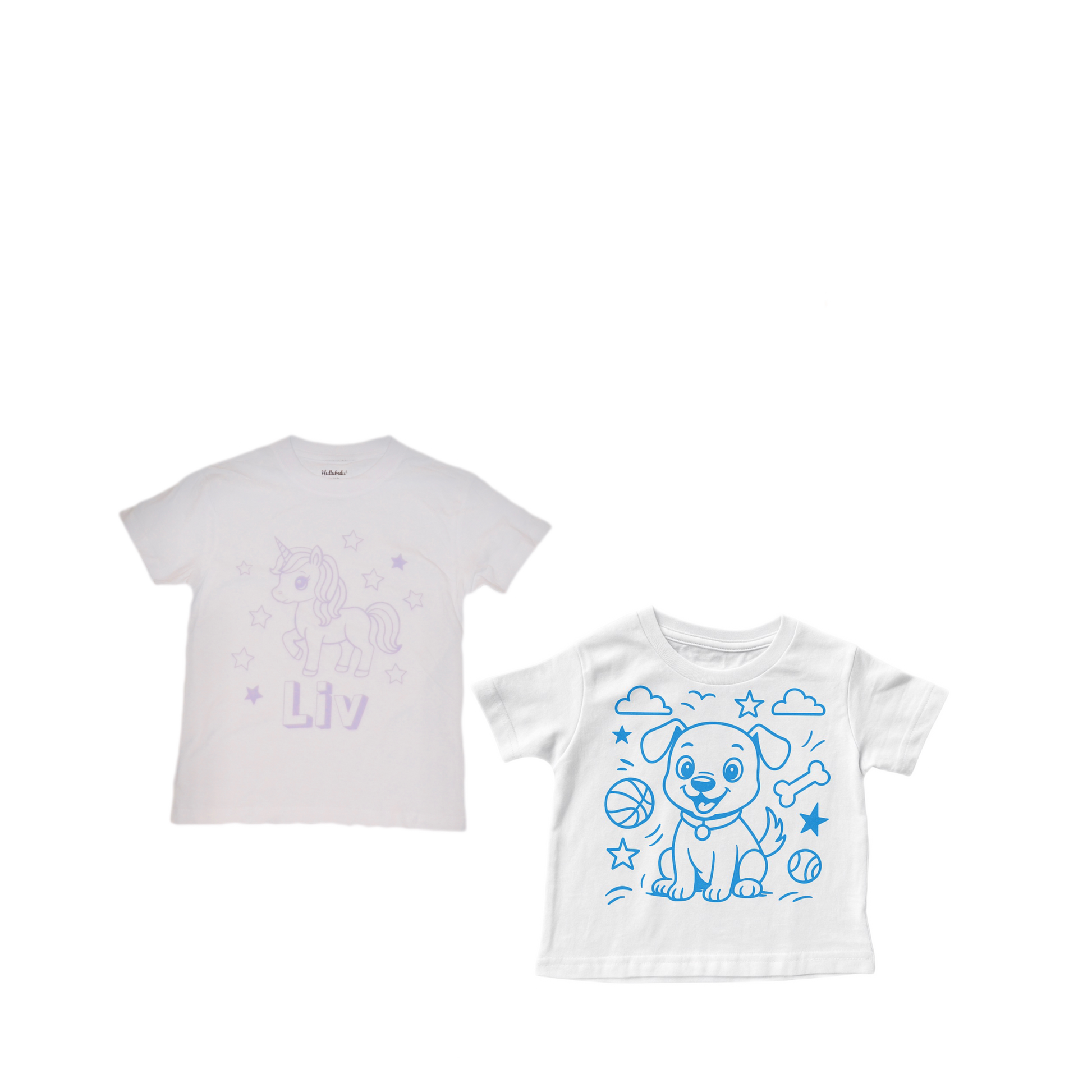 2 stk farvelæg t-shirt med en pakke tusser