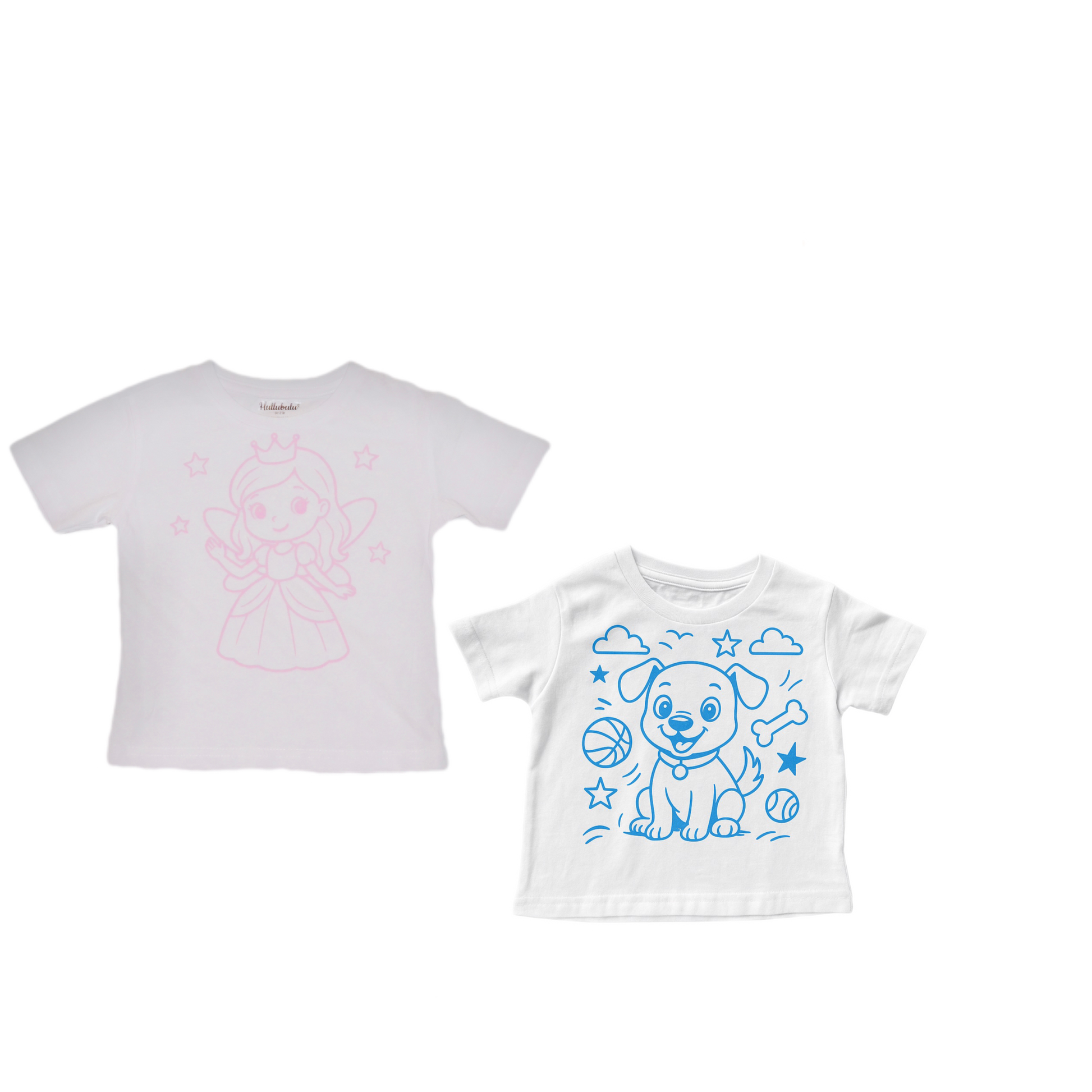2 stk farvelæg t-shirt med en pakke tusser