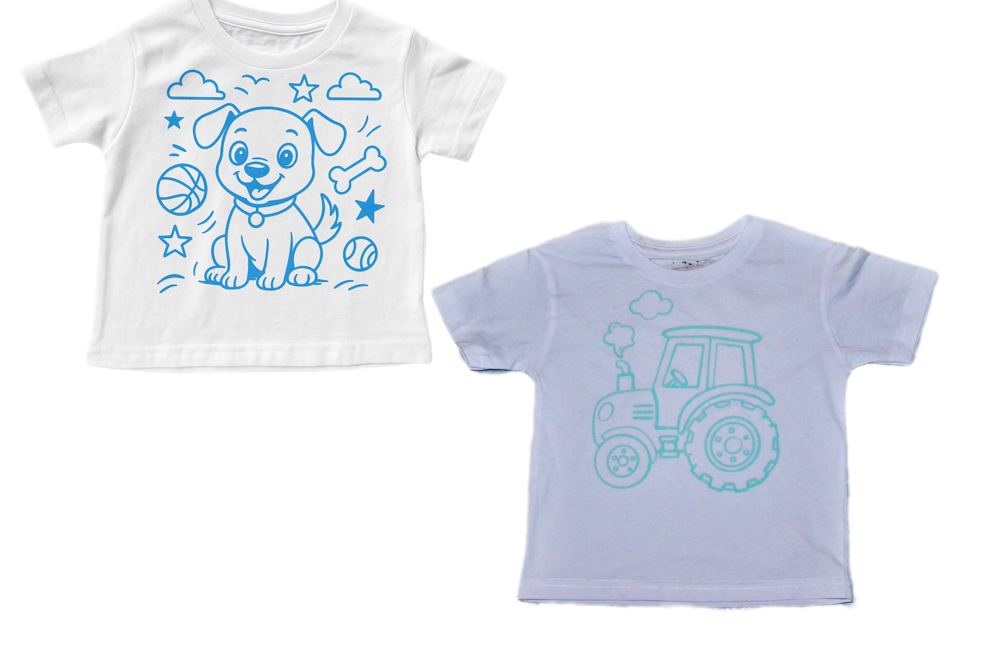 2 stk farvelæg t-shirt med en pakke tusser