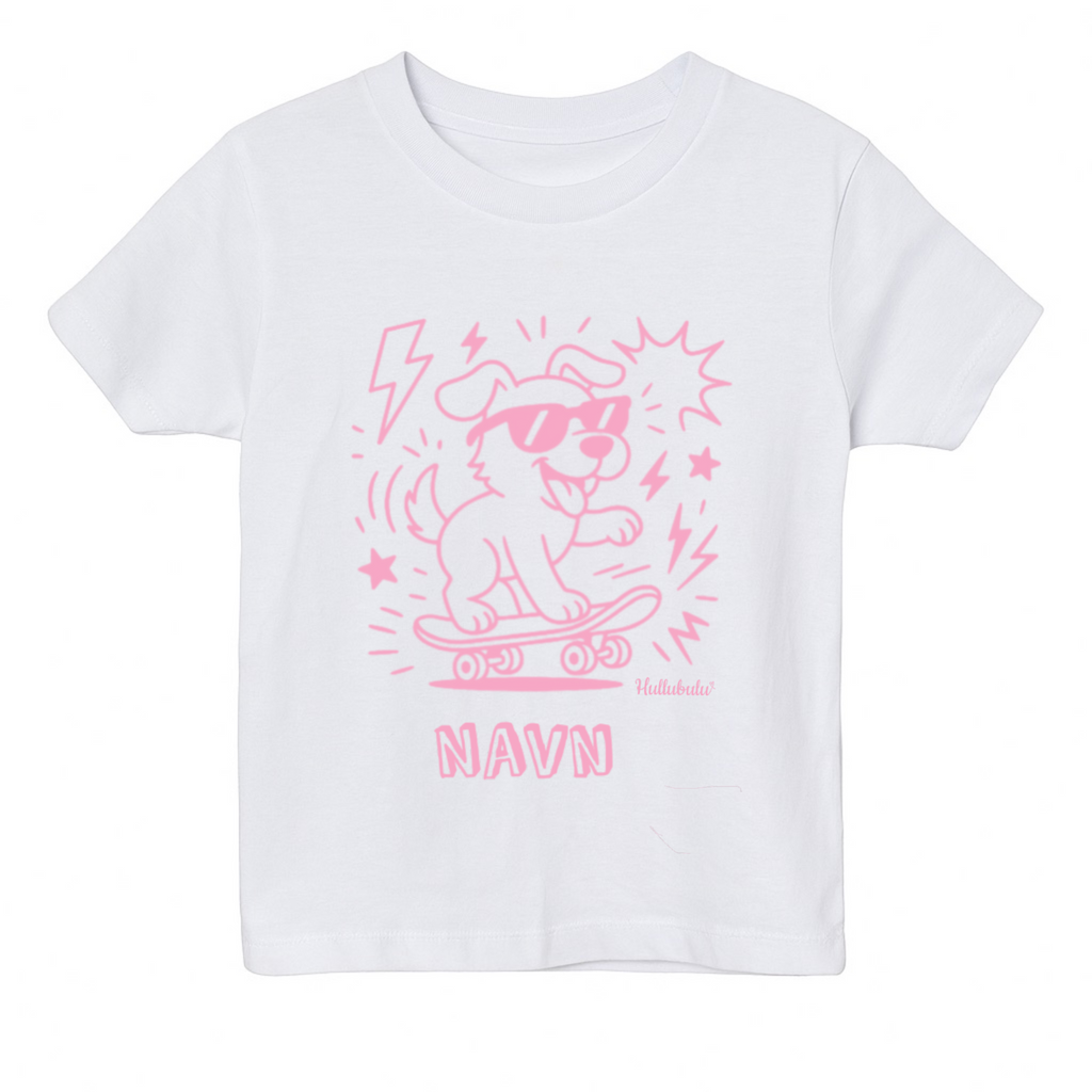 Farvelæg t-shirt - hund på skateboard (inkl. tusser)