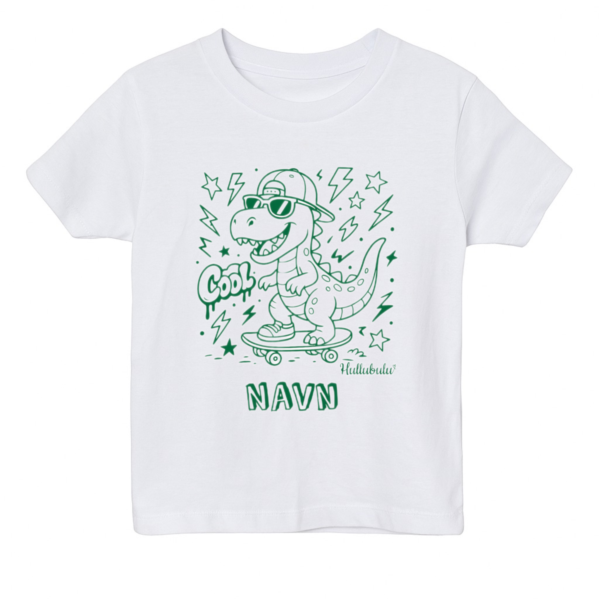Farvelæg T-shirt – Dino på skateboard (inkl. tusser)