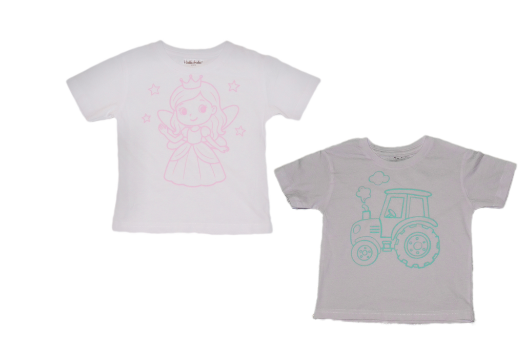 2 stk farvelæg t-shirt med en pakke tusser