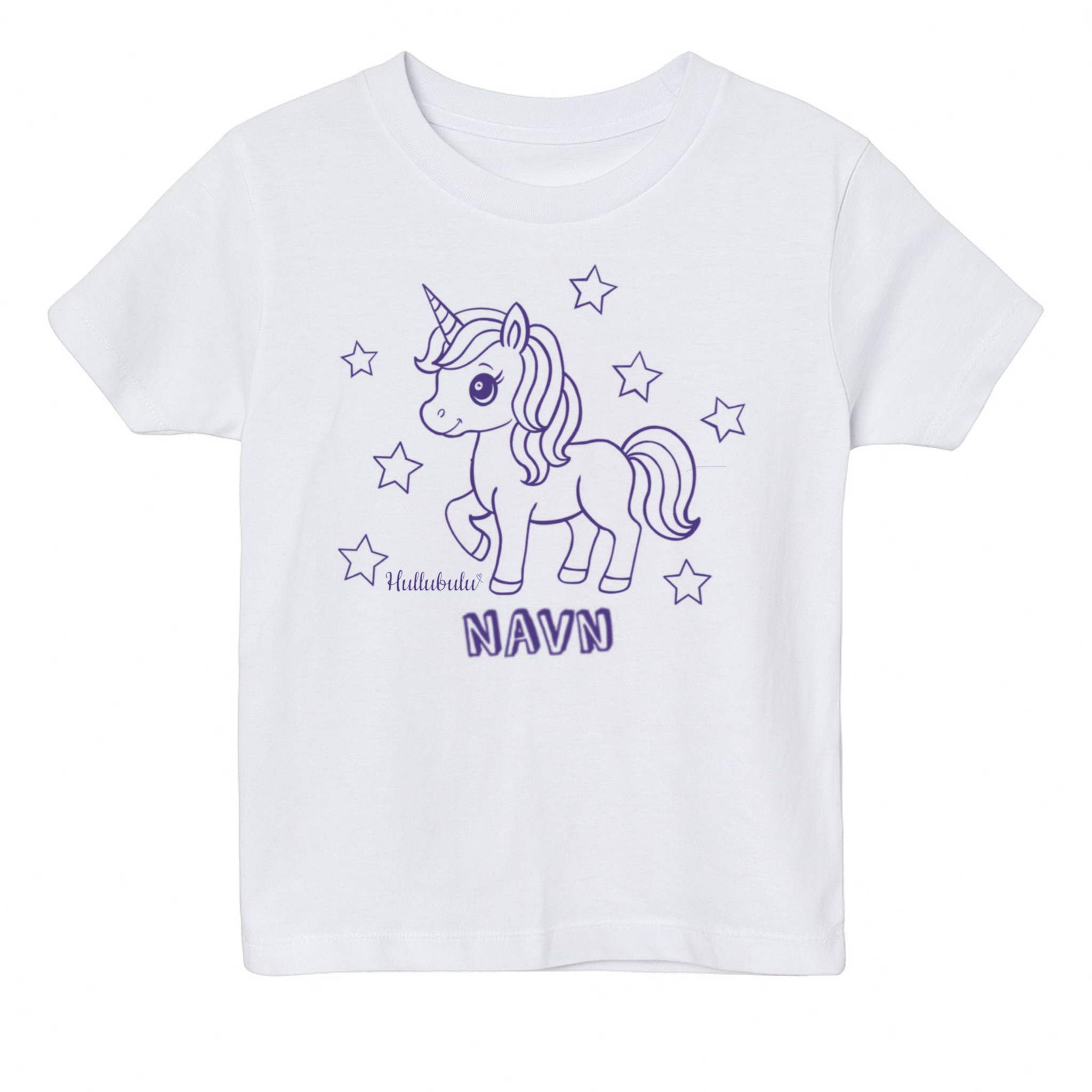 Farvelæg t-shirt - Enhjørning med stjerner (inkl. tusser)