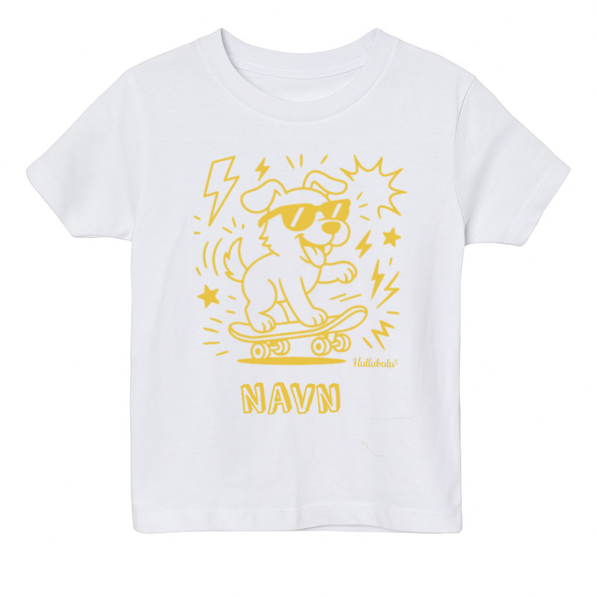 Farvelæg t-shirt - hund på skateboard (inkl. tusser)