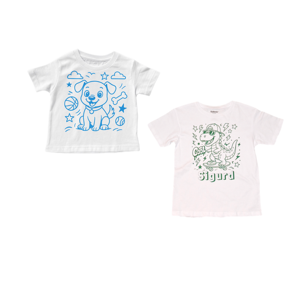 2 stk farvelæg t-shirt med en pakke tusser