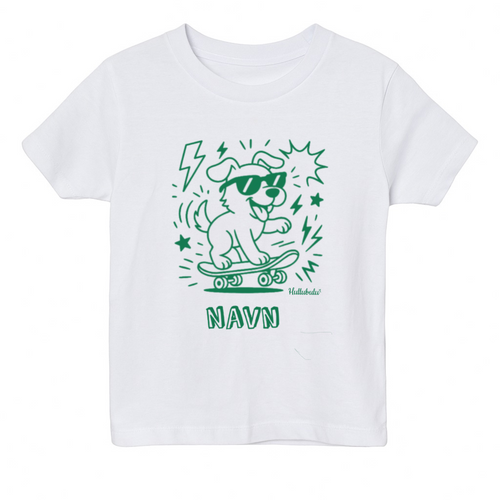 Farvelæg t-shirt - hund på skateboard (inkl. tusser)