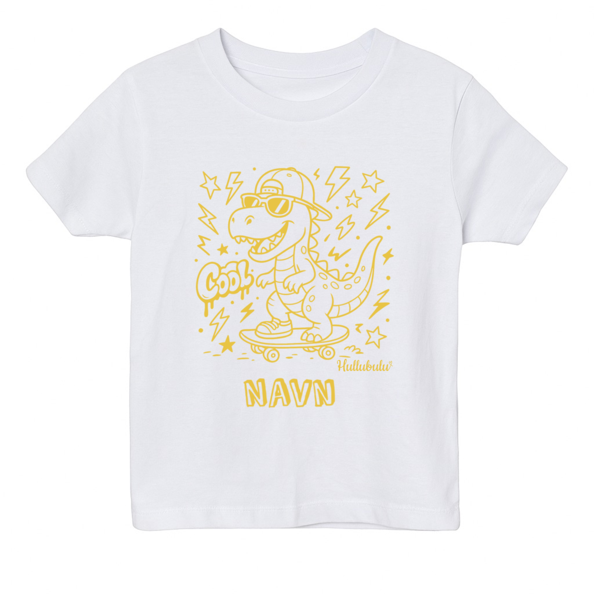 Farvelæg T-shirt – Dino på skateboard (inkl. tusser)
