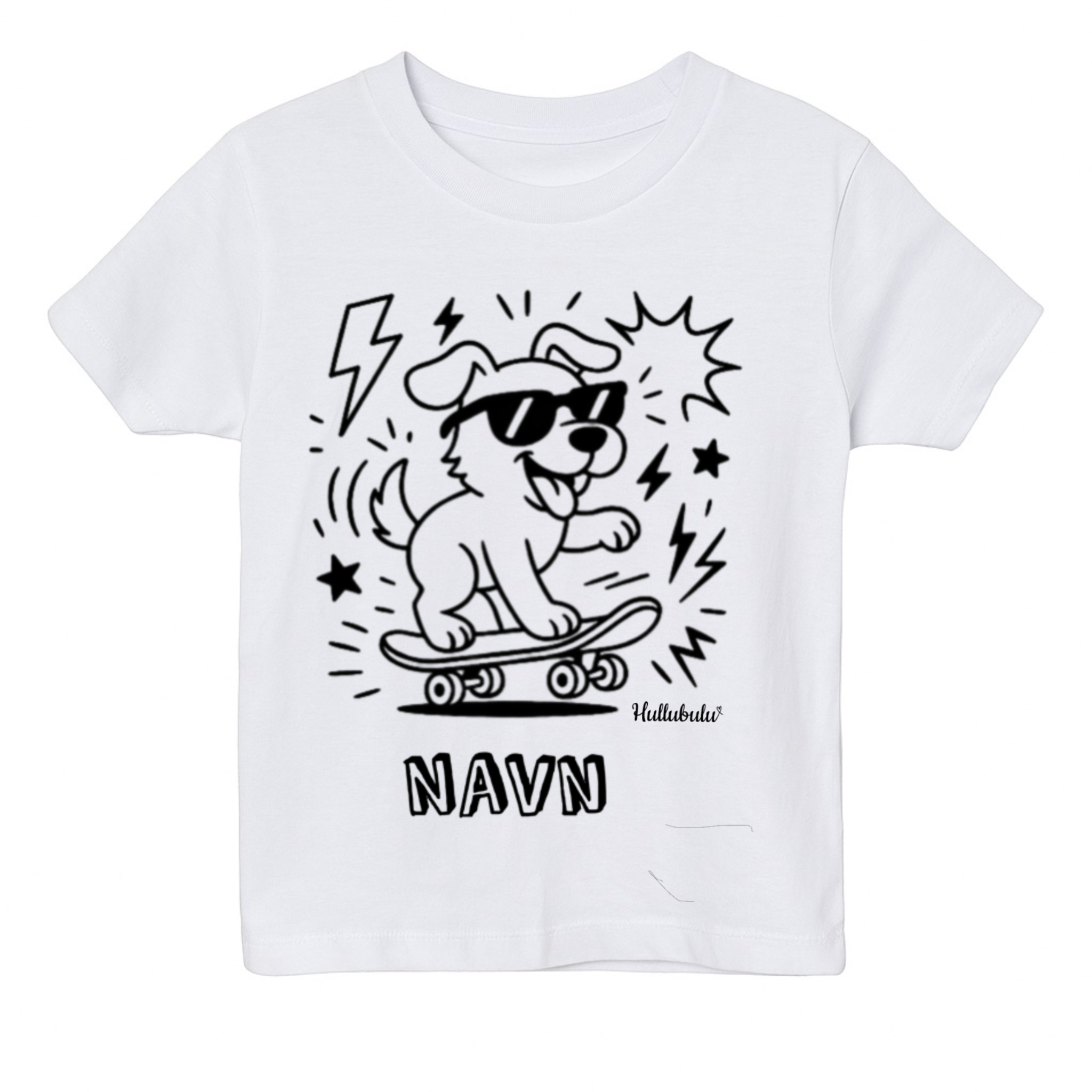 Farvelæg t-shirt - Hund på skateboard (inkl. tusser)