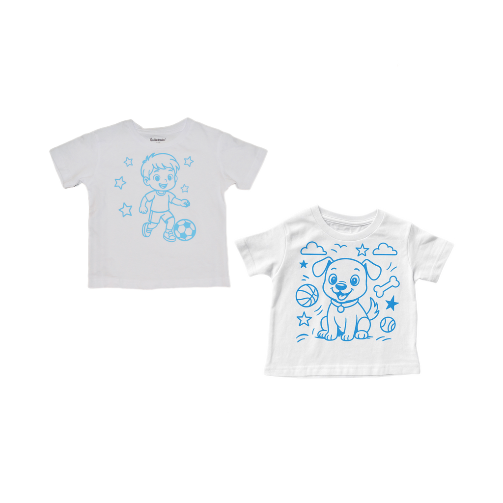 2 stk farvelæg t-shirt med en pakke tusser