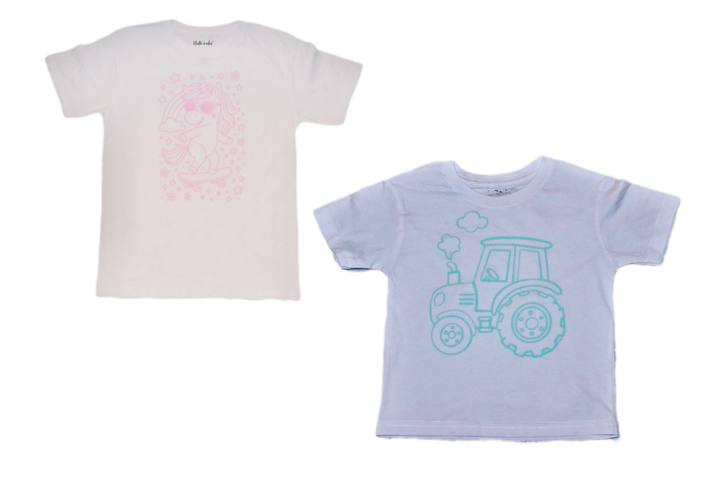 2 stk farvelæg t-shirt med en pakke tusser