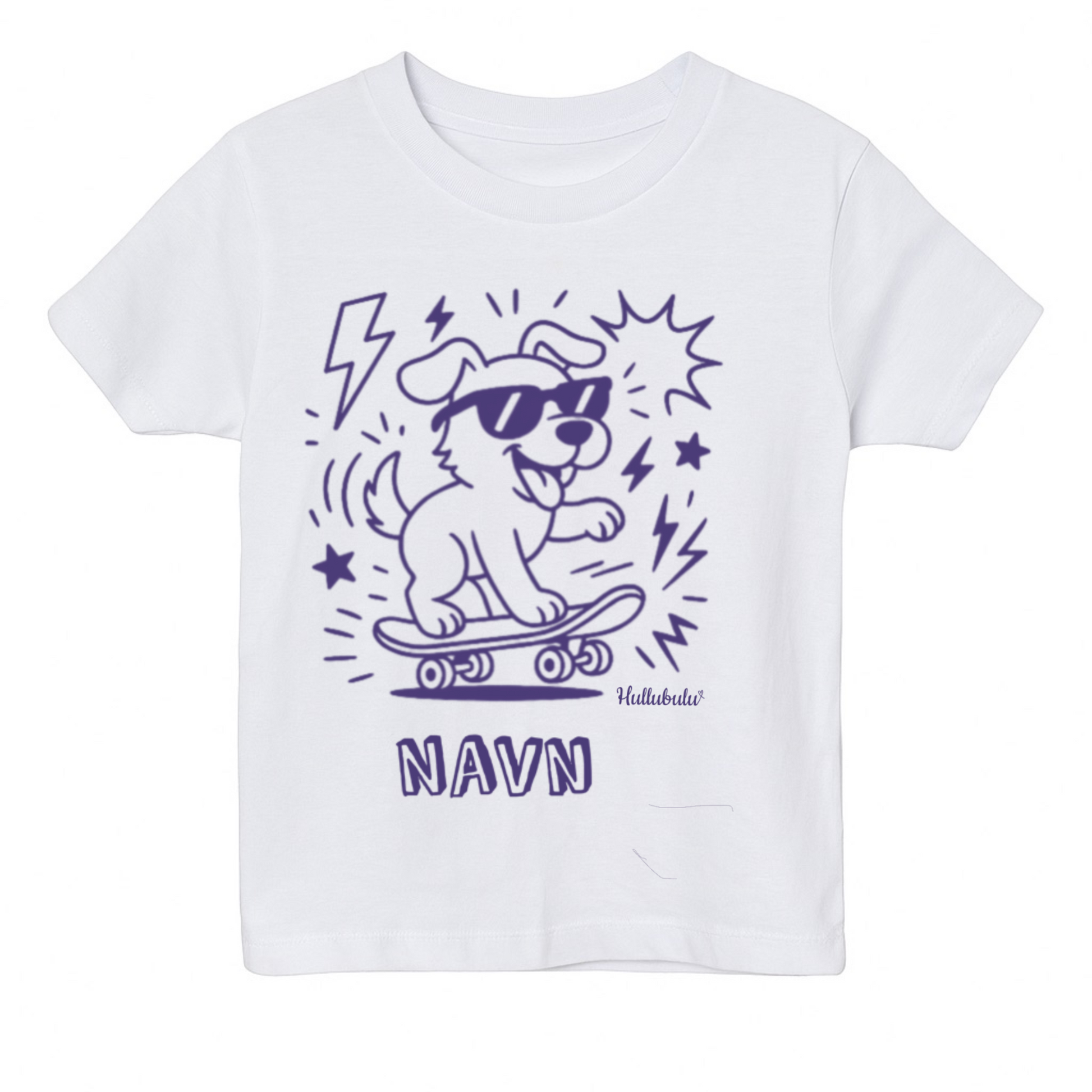 Farvelæg t-shirt - hund på skateboard (inkl. tusser)