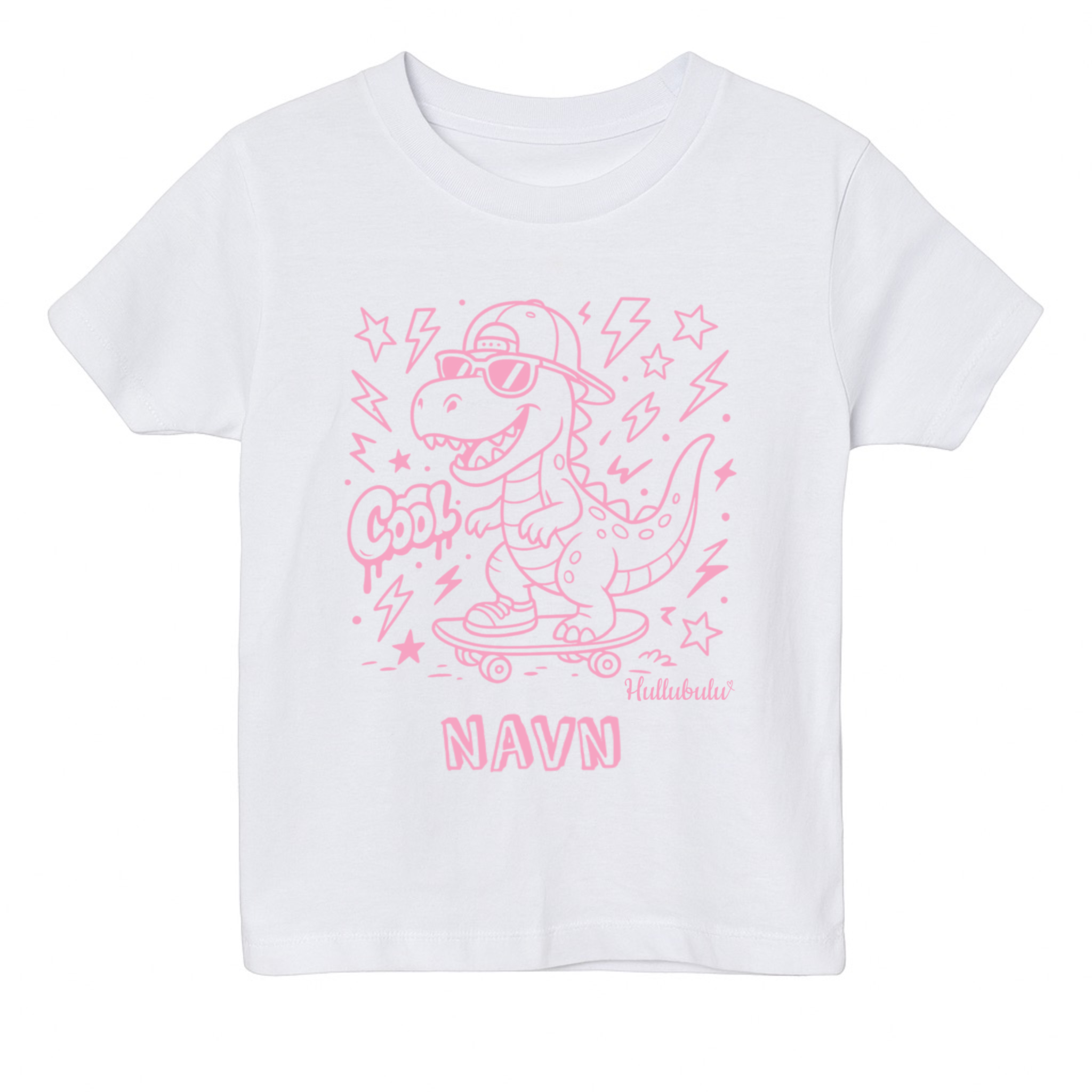 Farvelæg T-shirt – Dino på skateboard (inkl. tusser)