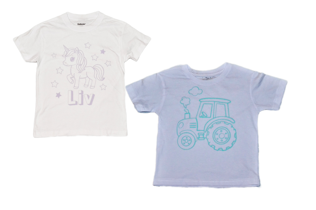 2 stk farvelæg t-shirt med en pakke tusser