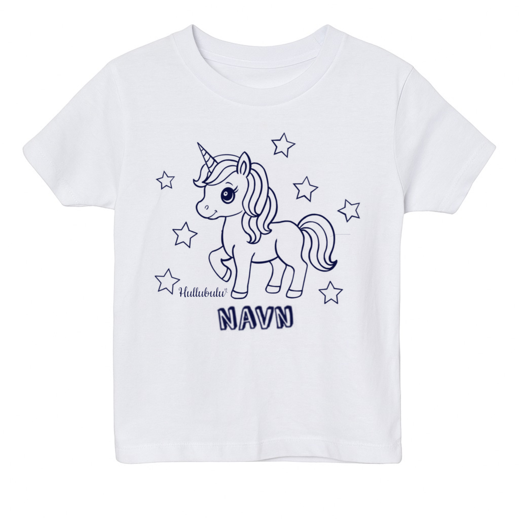 Farvelæg t-shirt - Enhjørning med stjerner (inkl. tusser)