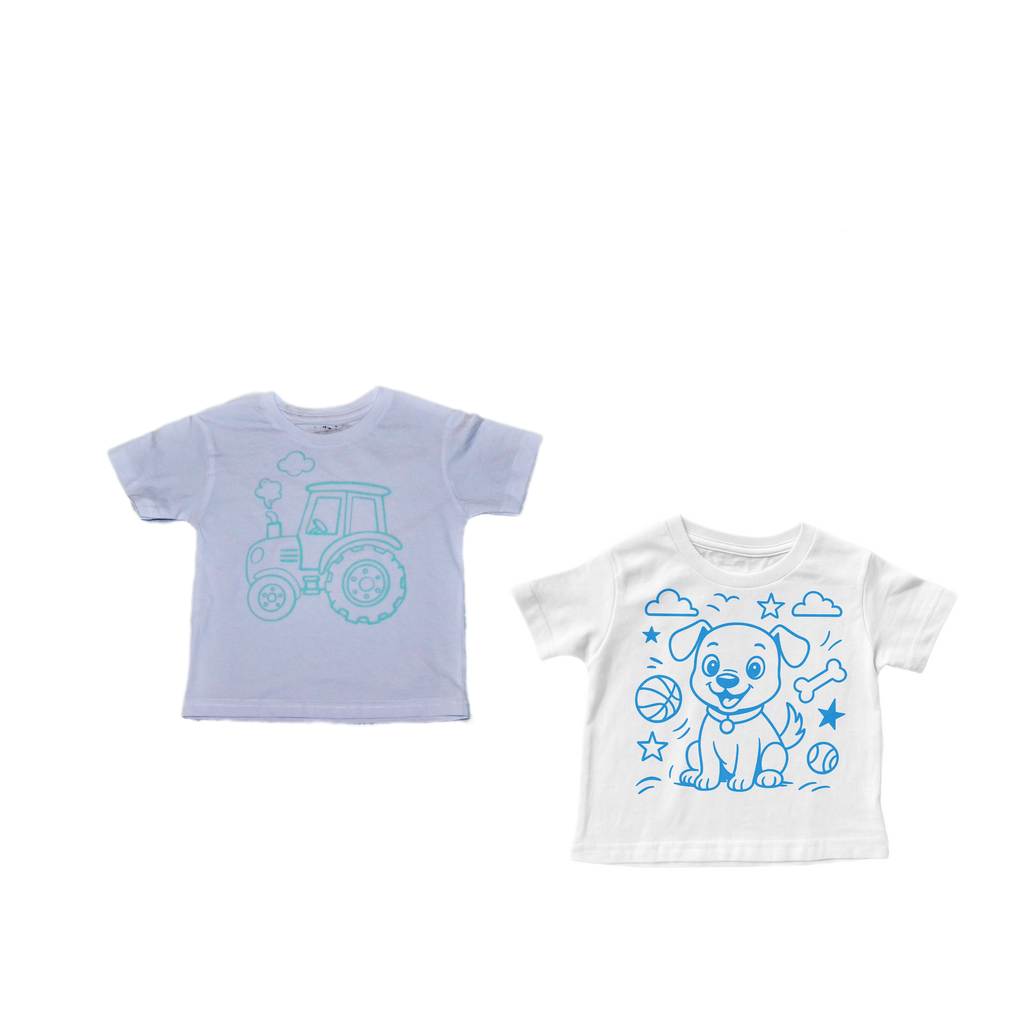 2 stk farvelæg t-shirt med en pakke tusser