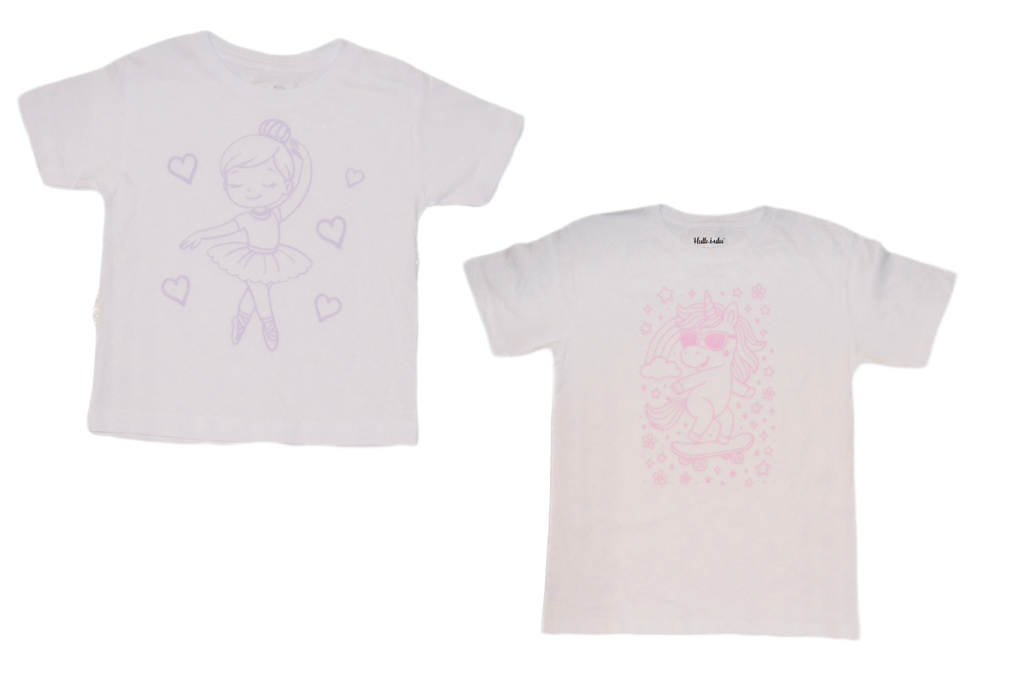 2 stk farvelæg t-shirt med en pakke tusser