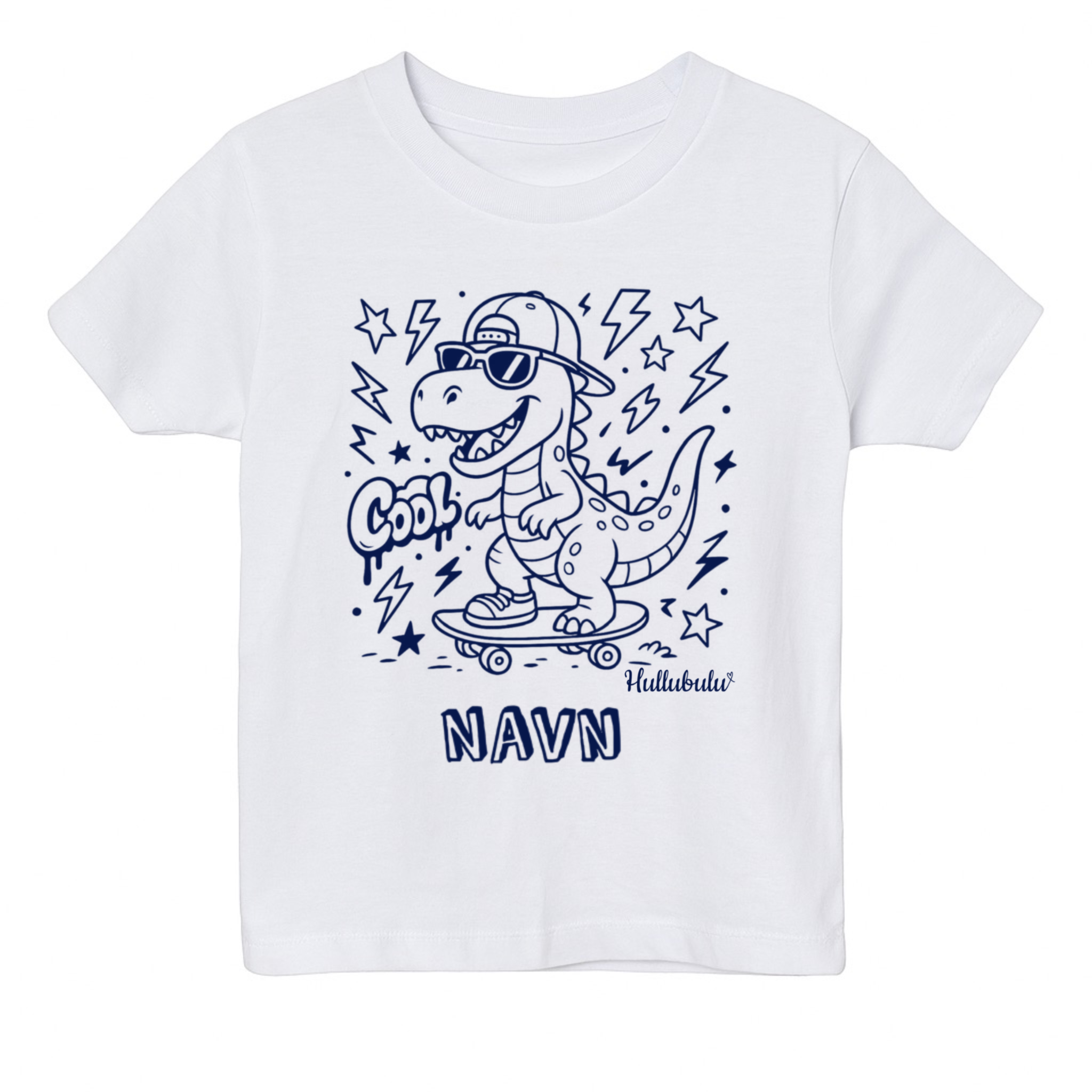 Farvelæg T-shirt – Dino på skateboard (inkl. tusser)