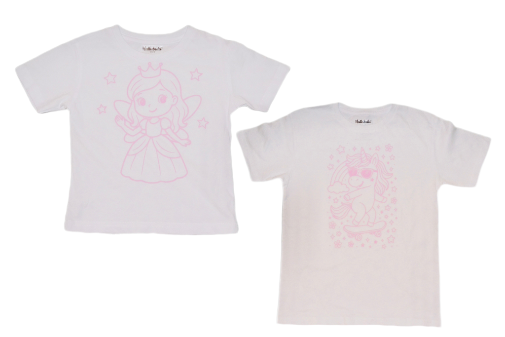 2 stk farvelæg t-shirt med en pakke tusser