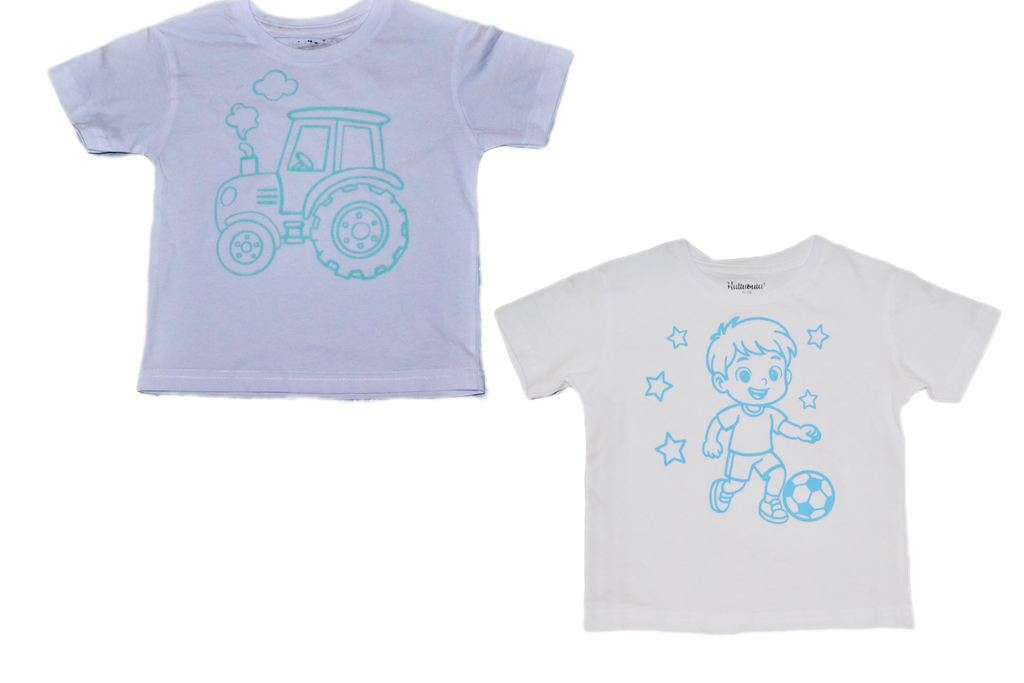 2 stk farvelæg t-shirt med en pakke tusser