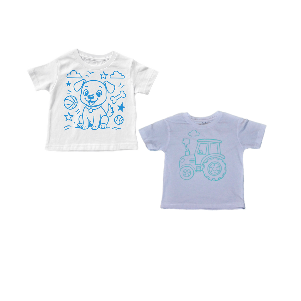 2 stk farvelæg t-shirt med en pakke tusser