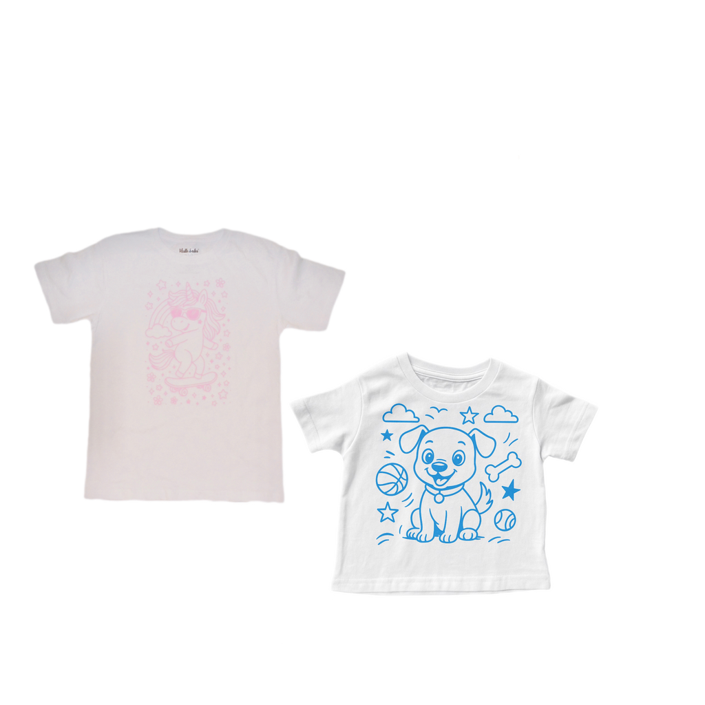 2 stk farvelæg t-shirt med en pakke tusser