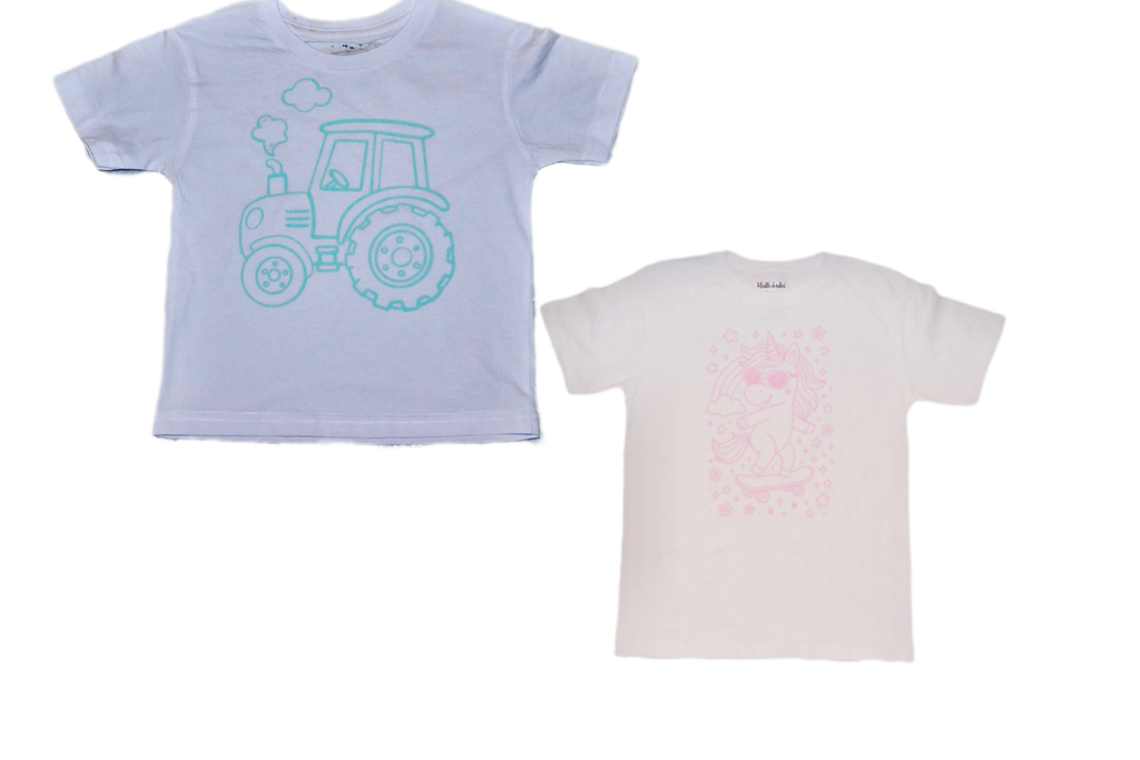 2 stk farvelæg t-shirt med en pakke tusser