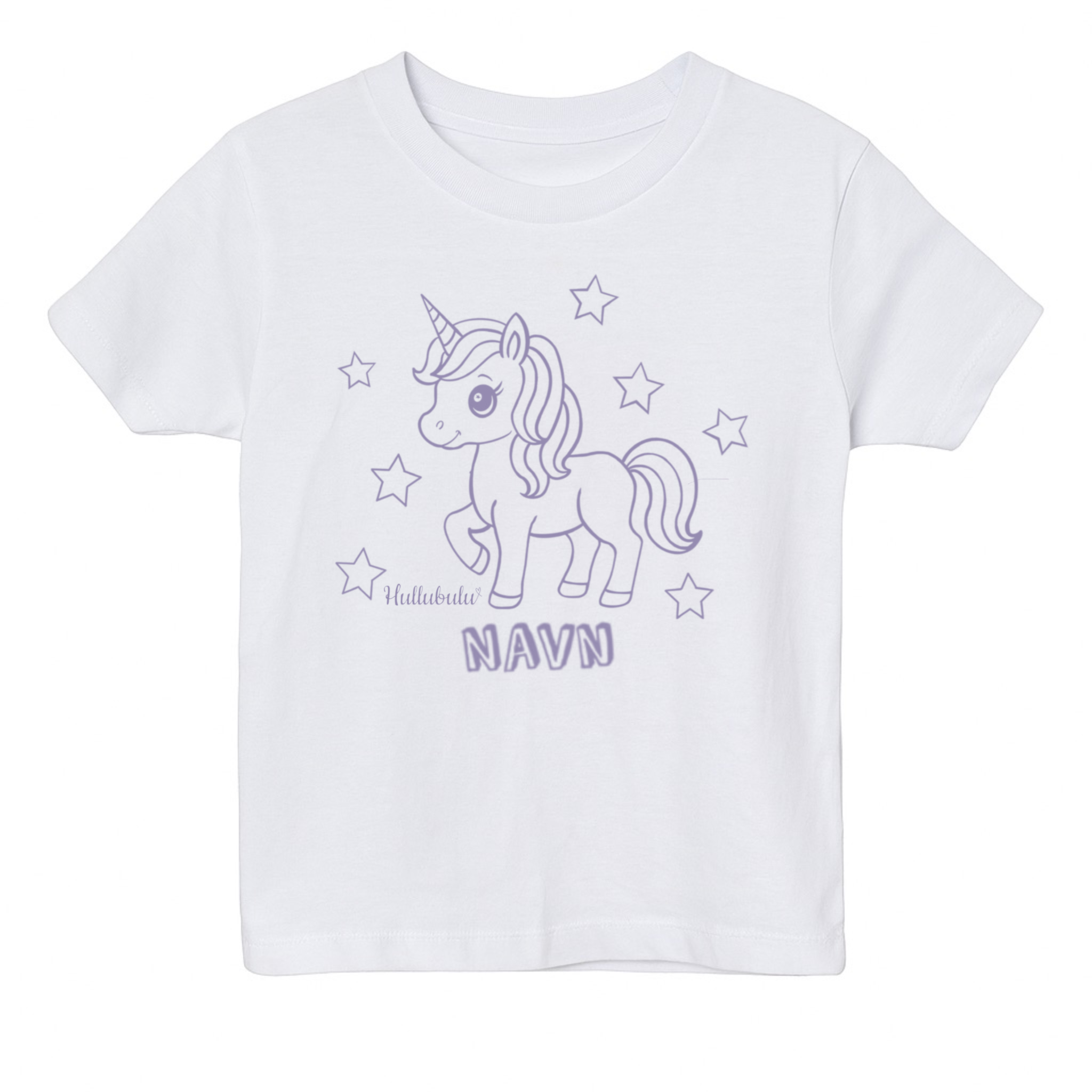 Farvelæg t-shirt - Enhjørning med stjerner (inkl. tusser)