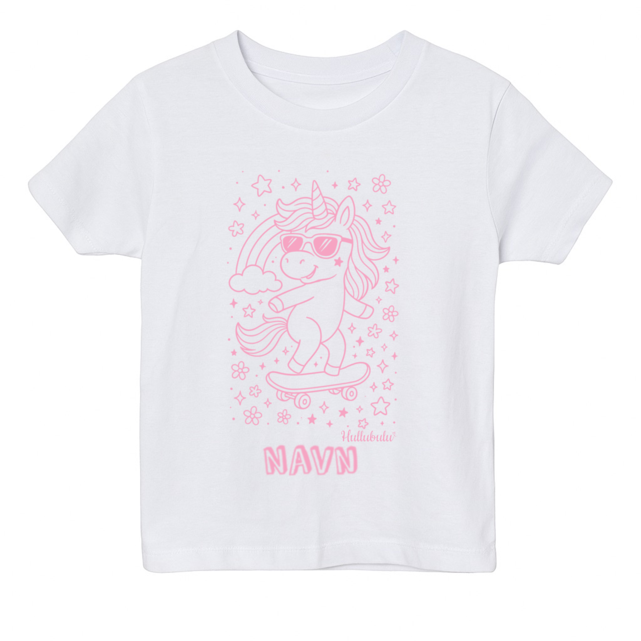 Farvelæg t-shirt Enhjørning på skateboard (inkl. tusser)
