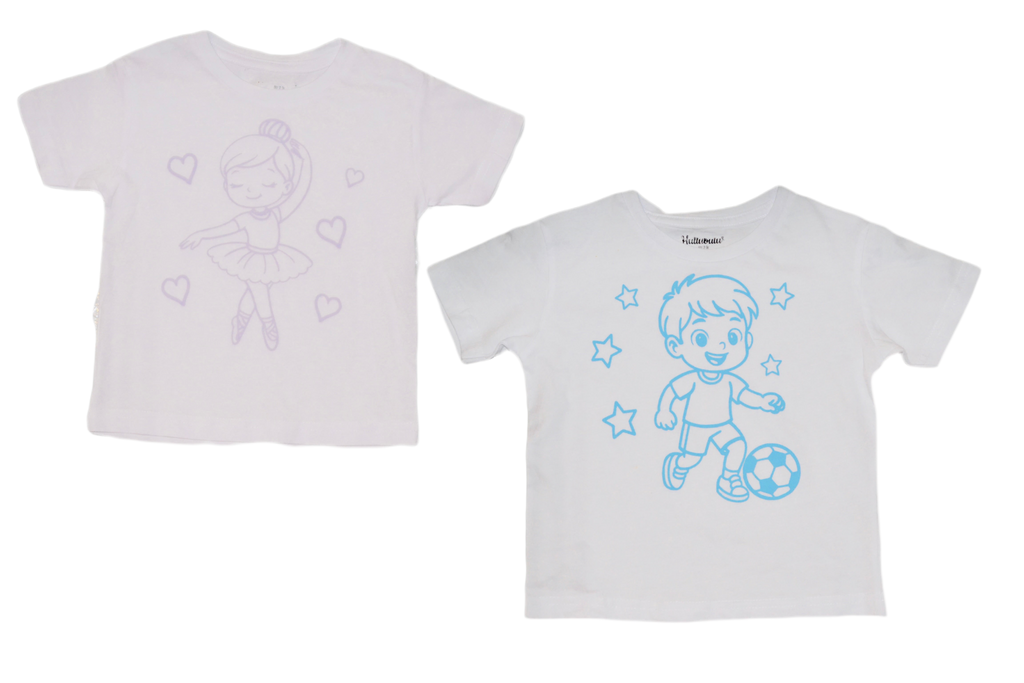 2 stk farvelæg t-shirt med en pakke tusser