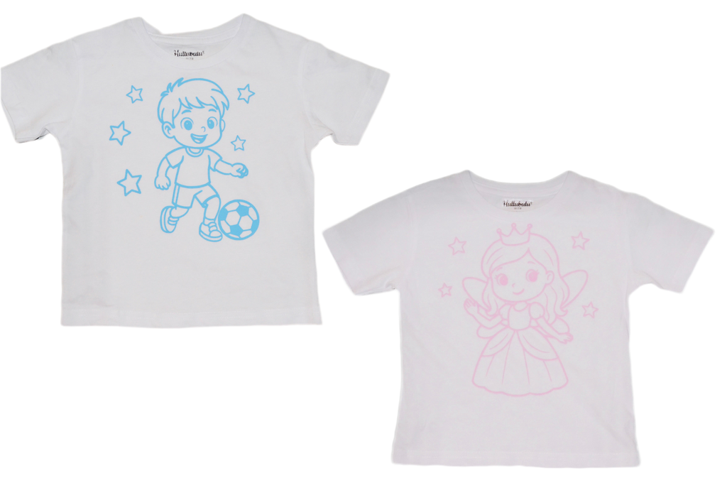 2 stk farvelæg t-shirt med en pakke tusser