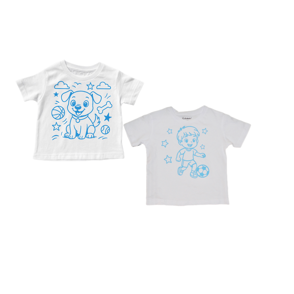2 stk farvelæg t-shirt med en pakke tusser