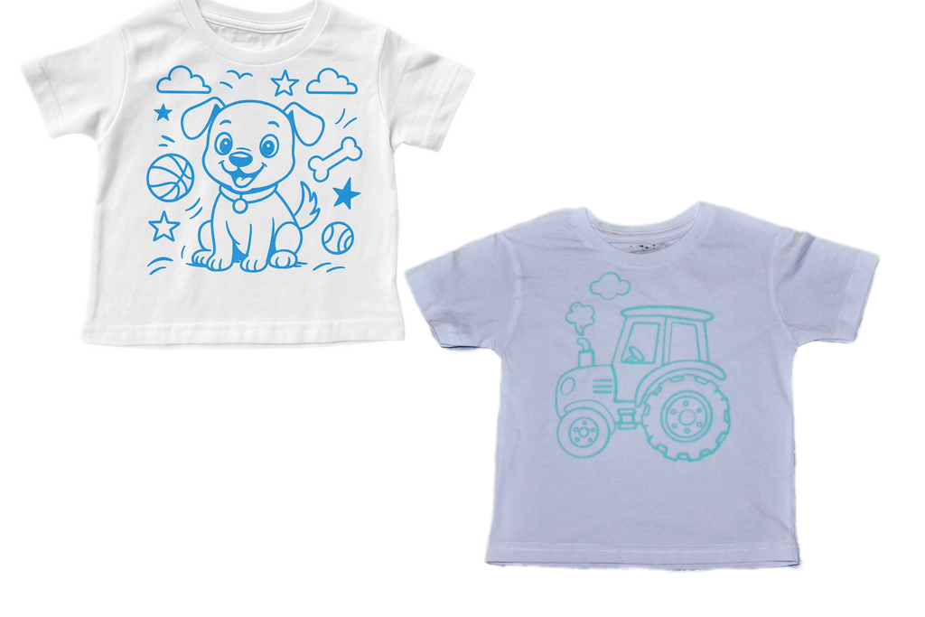 2 stk farvelæg t-shirt med en pakke tusser
