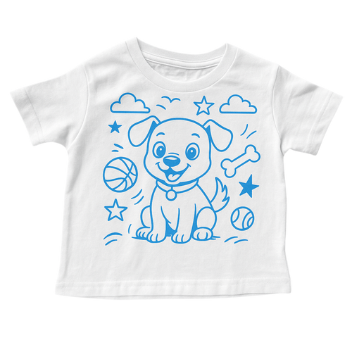 Hvid farvelæg t-shirt med hund